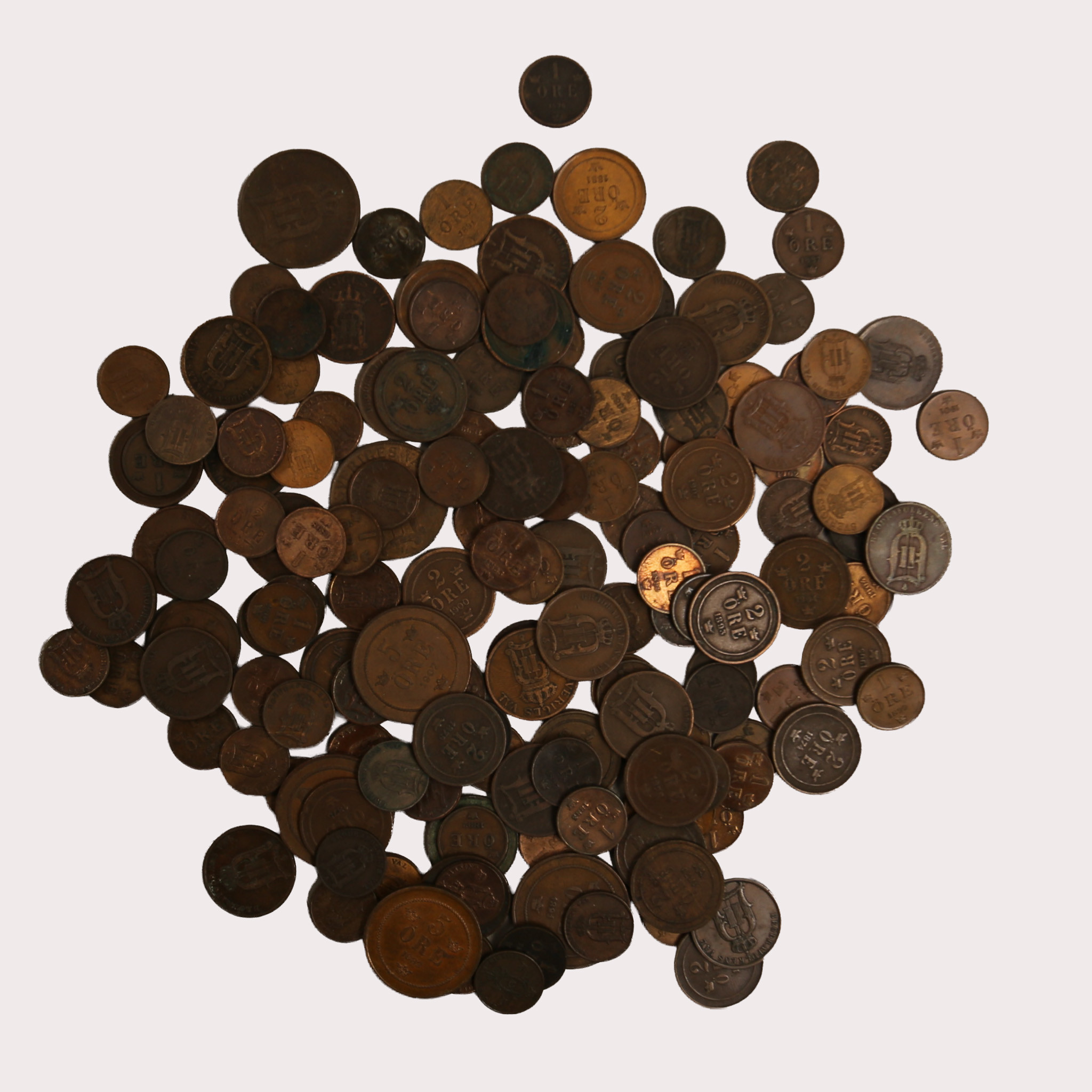 MYNT, koppar, 161 stycken, Sverige, 1800-1900-tal.