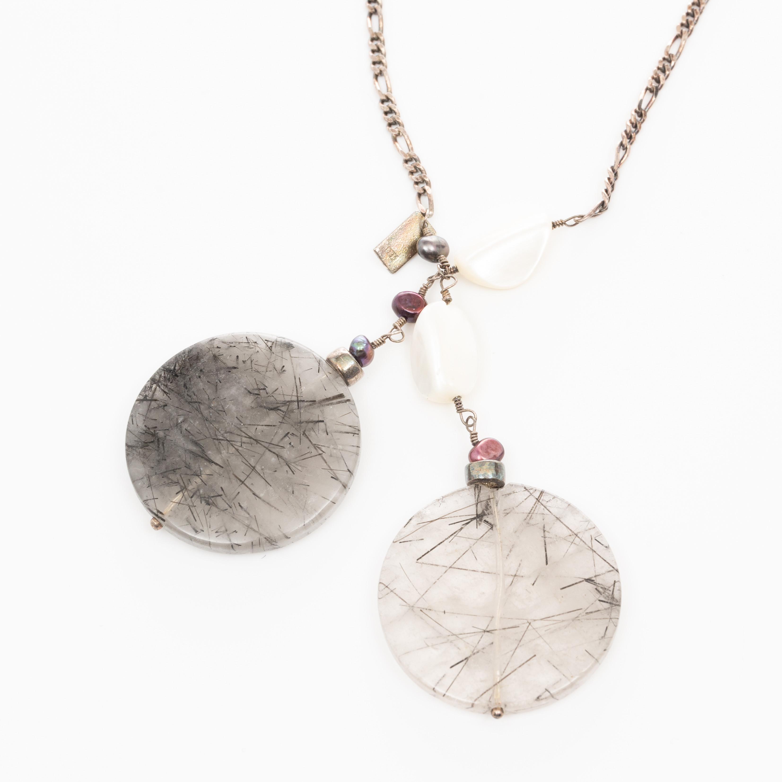 COLLIER, sterlingsilver, Rutilkvarts, Pärlor, Pärlemor, CV Promise.