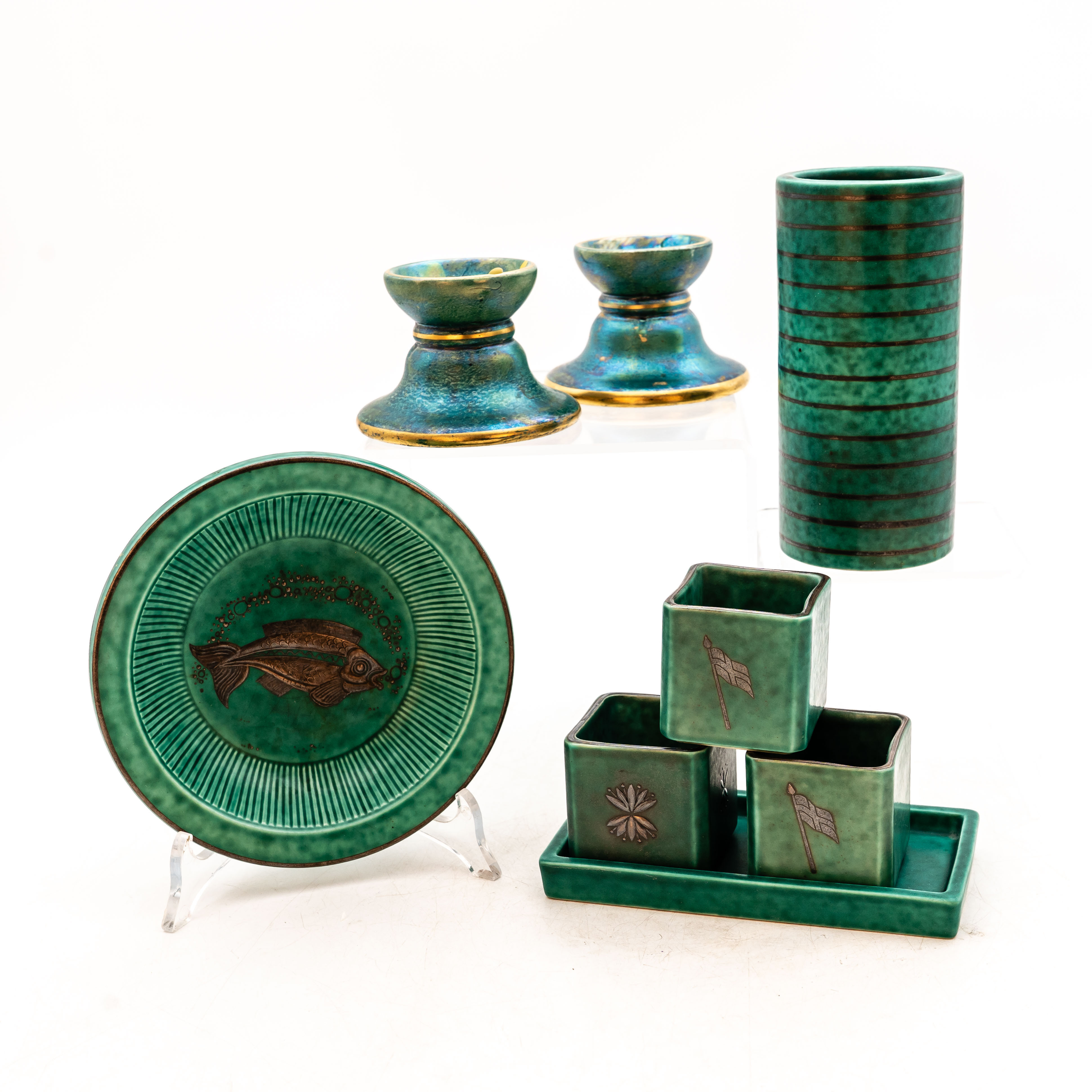 WILHELM KÅGE. Argenta, Stengods, 8 delar, Gustavsberg.