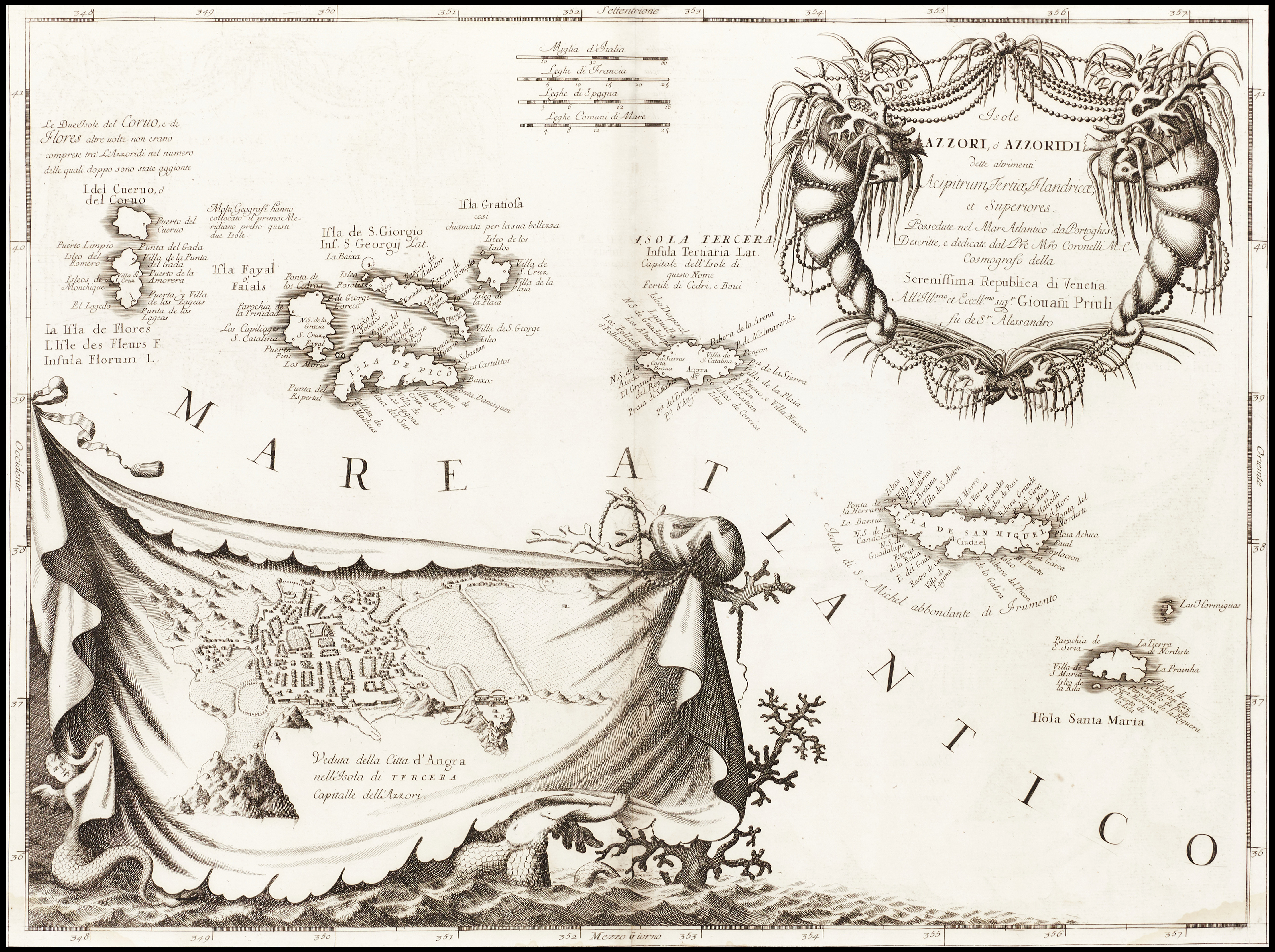 CORONELLI, Isole Azzori, ó Azzoridi, ca 1690.