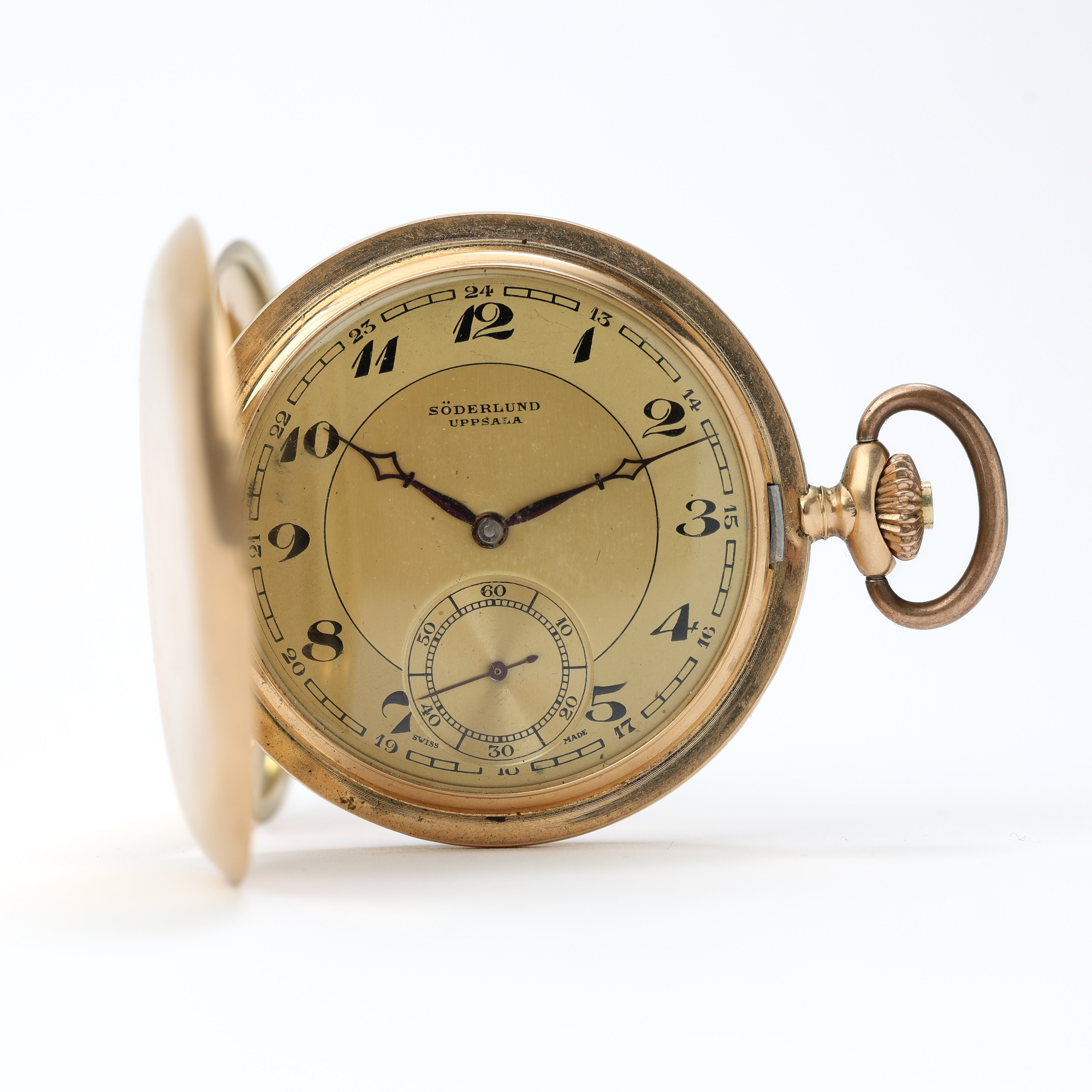 ARC, fickur, savonette, 14K guld, 50 mm, urtavla märkt "Söderlund Uppsala", 1930-tal.