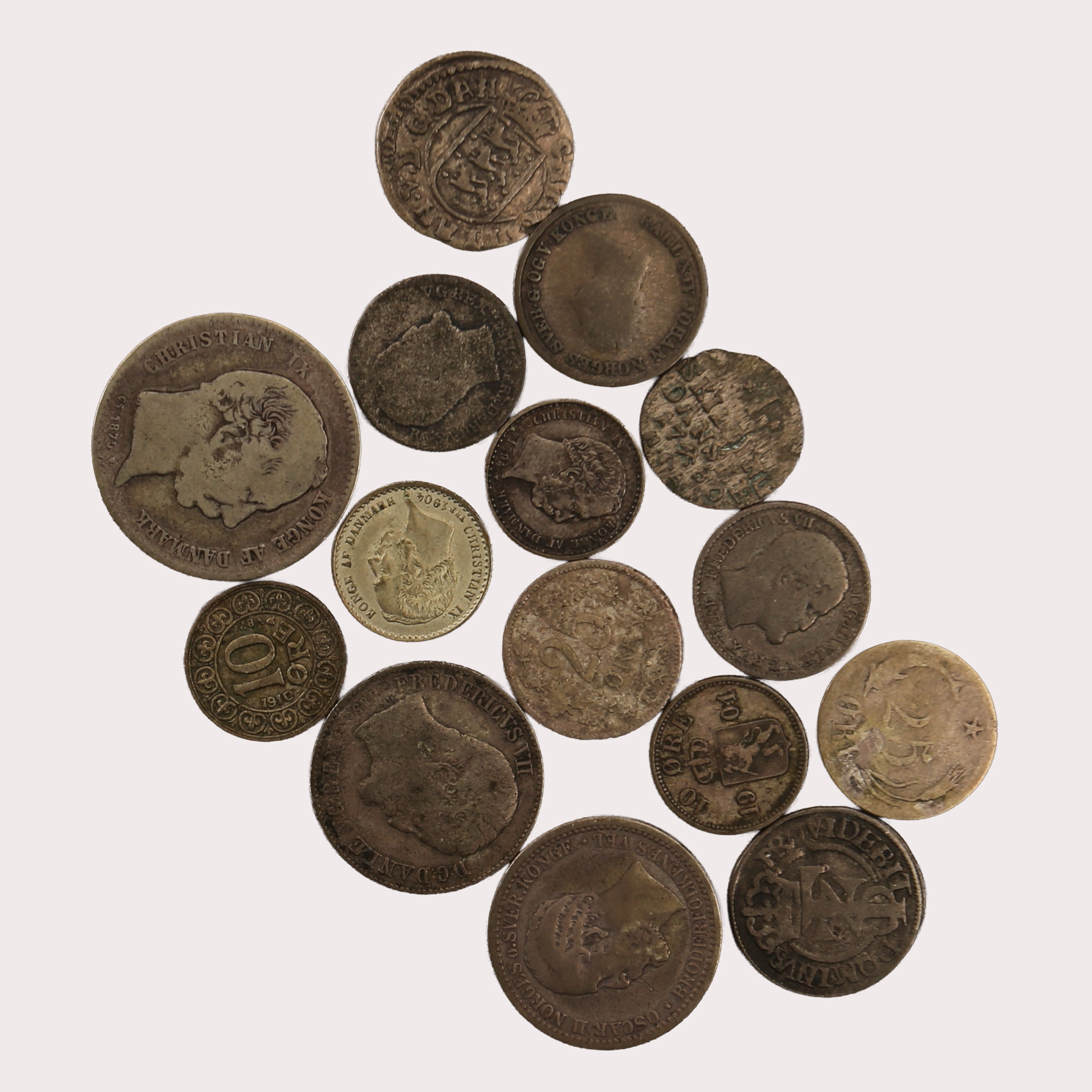 MYNT, silver, 15 stycken, Norden, 1600-1900-tal.