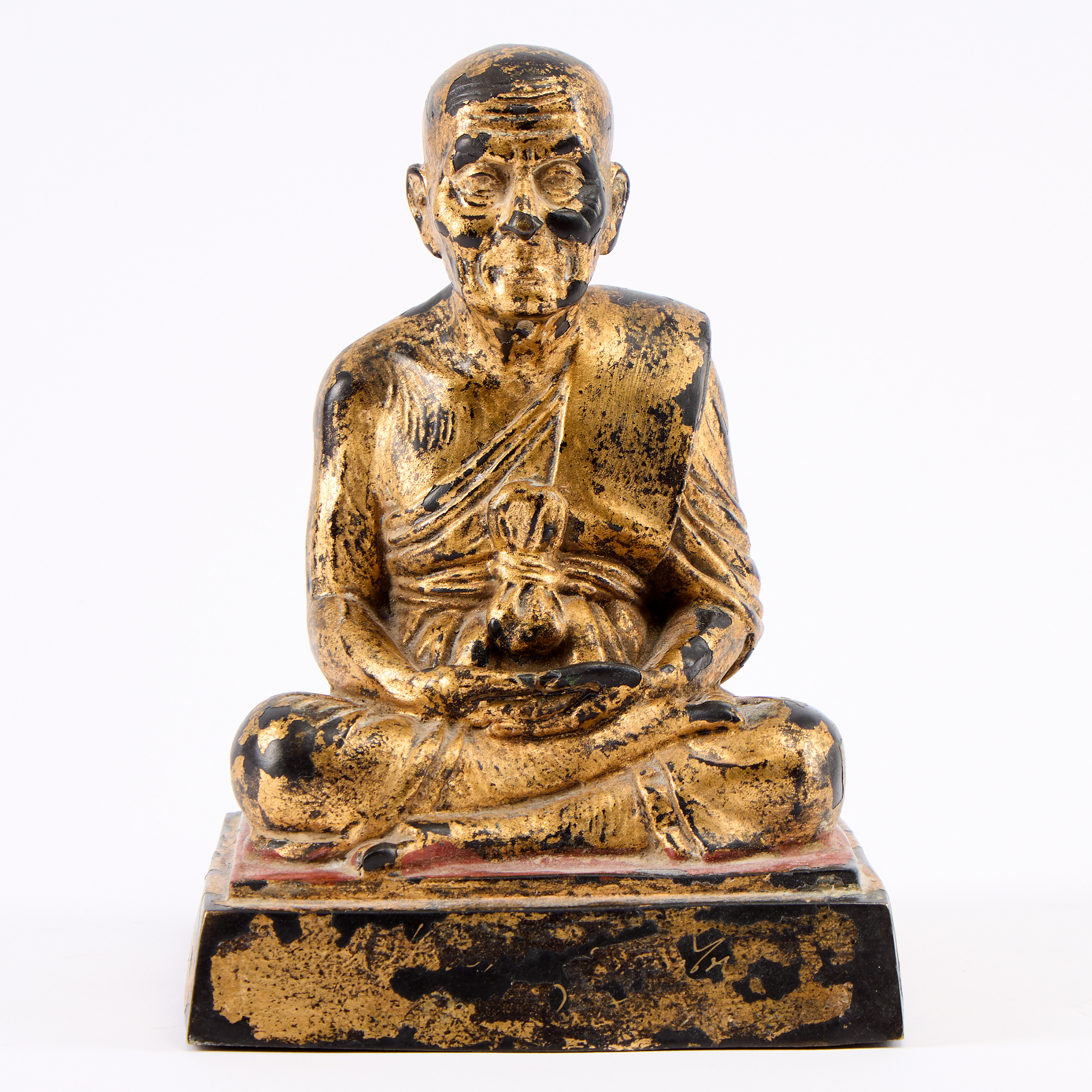 SKULPTUR, sittande munk, sannolikt Thailand, 1800-tal.