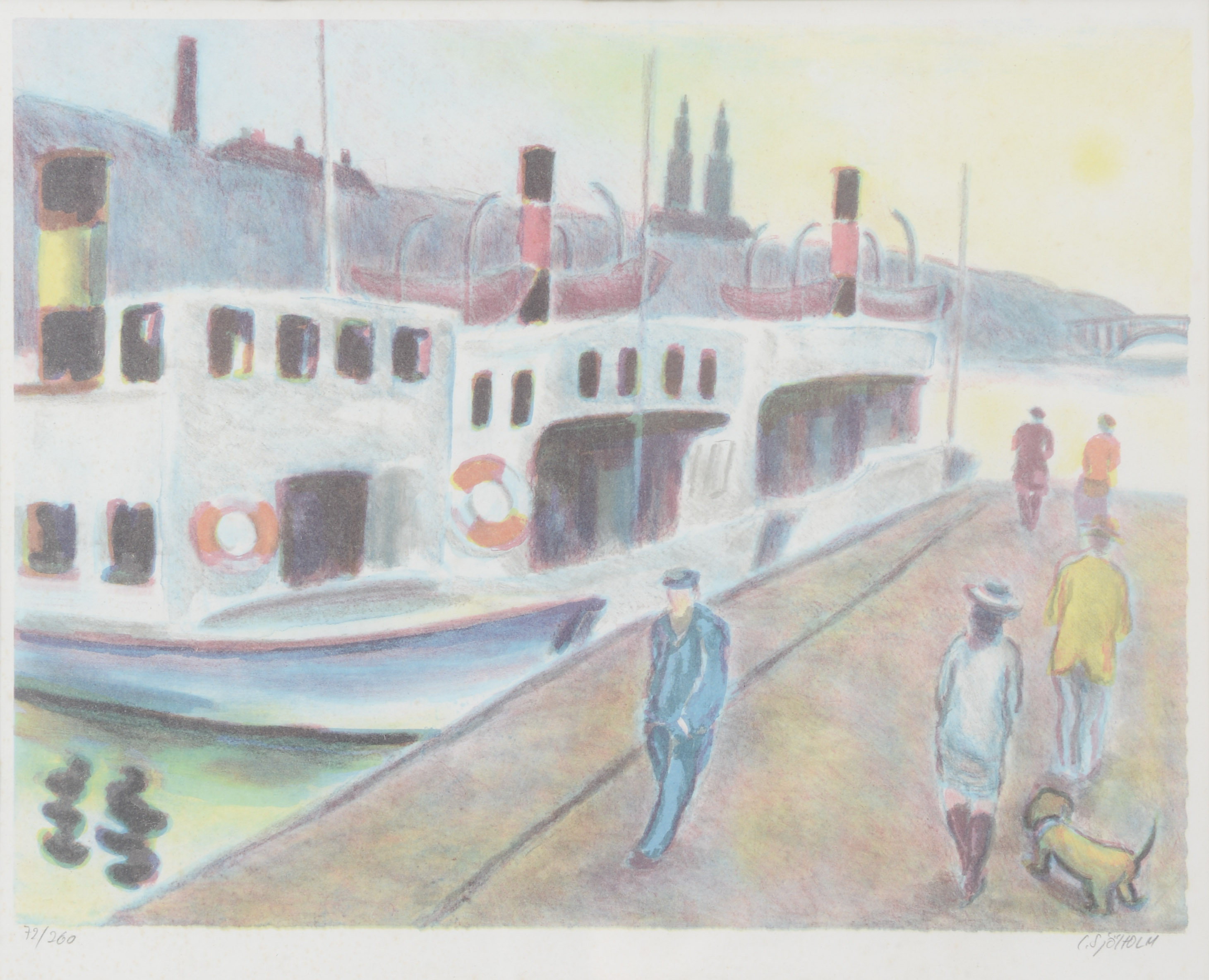 CHARLES SJÖHOLM. Stockholmsmotiv, färglitografi, signerad, numrerad 79/260.