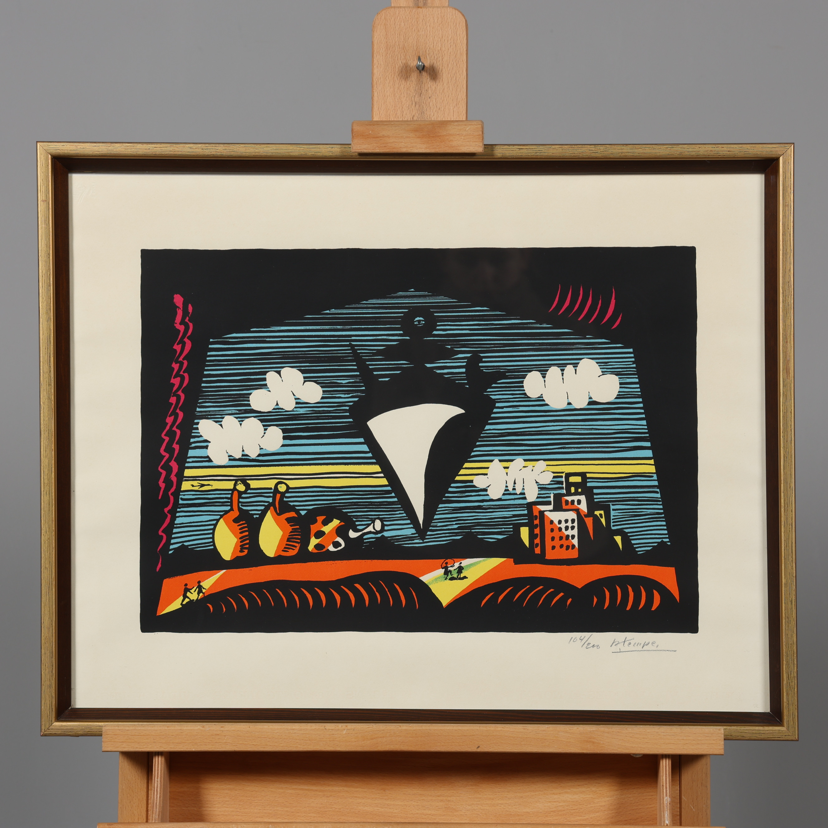 ROLAND KEMPE. LITOGRAFI, "Det dansande kruset", signerad samt numrerad 104/200.