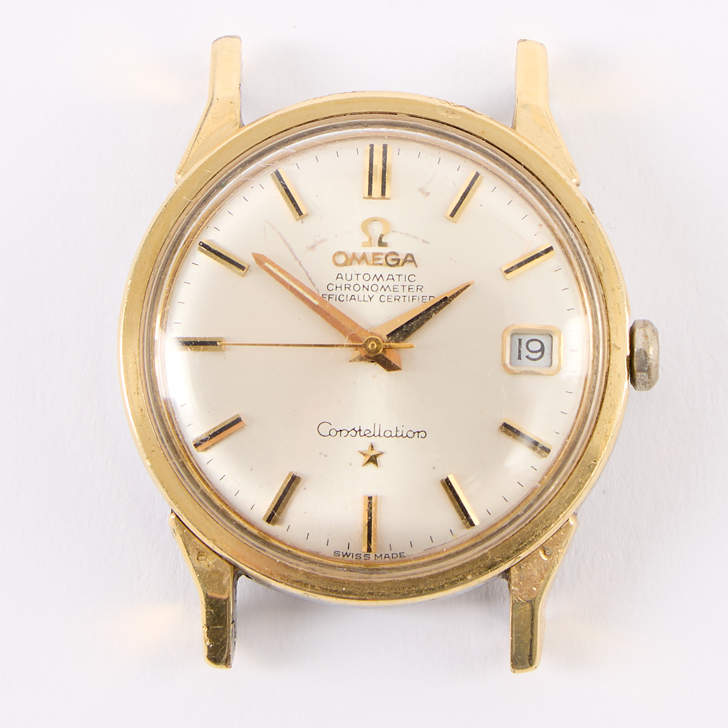 ARMBANDSUR, Omega Constellation, guld på stål, 1960-tal.