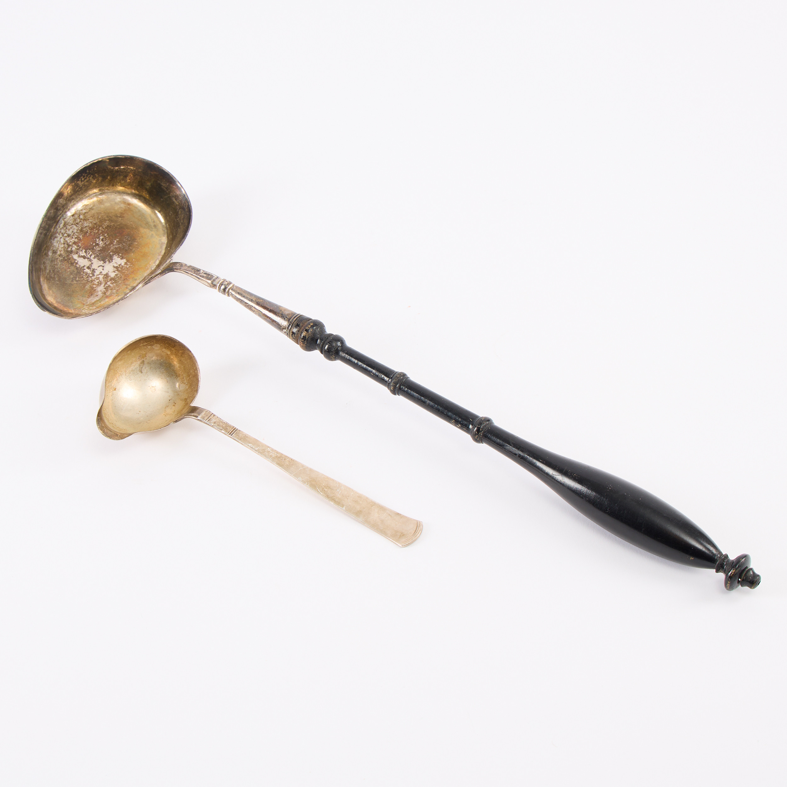 SLEVAR, två stycken, silver, Stockholm 1827 respektive 1957.