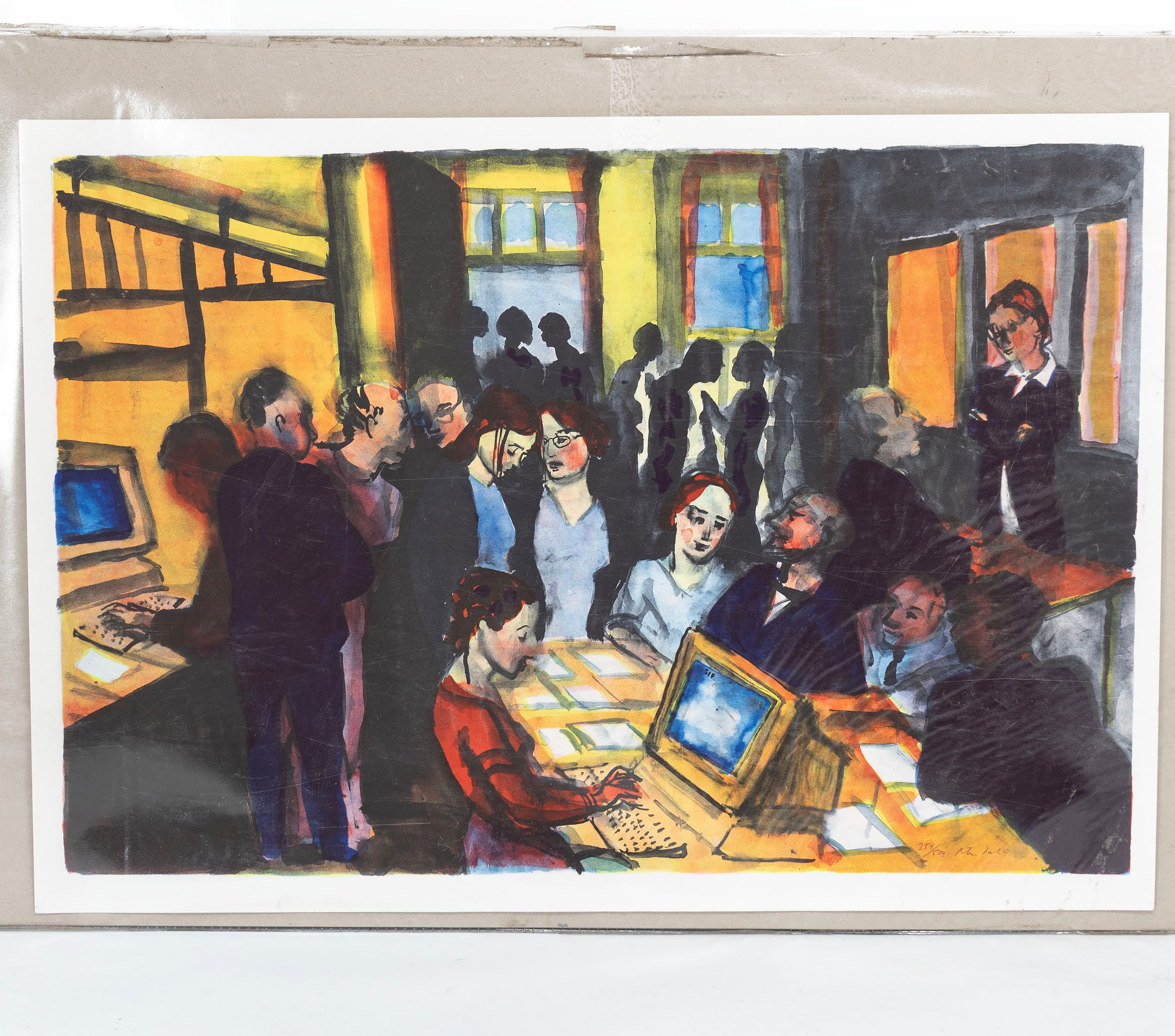 PETER DAHL. Färglitografi, "Kontor", signerad och numrerad 354/500.