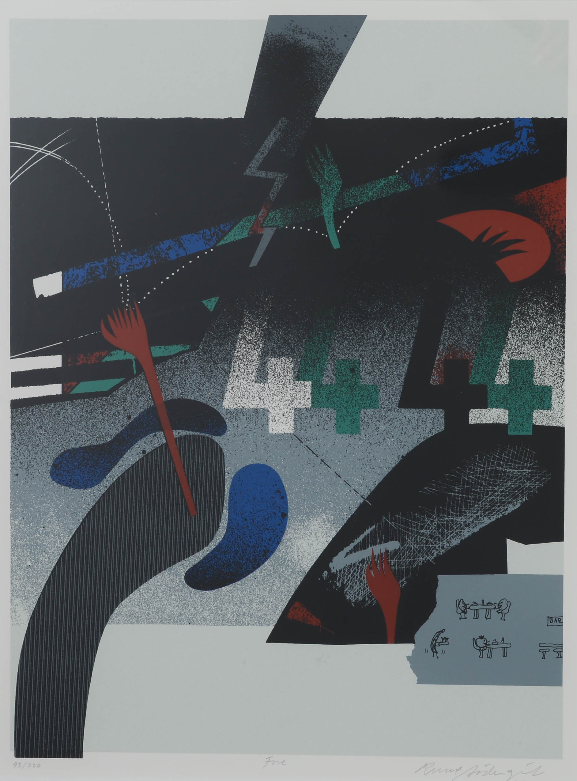 RUNE SÖDERQVIST. "Fore", färglitografi, signerad, numrerad 93/220.