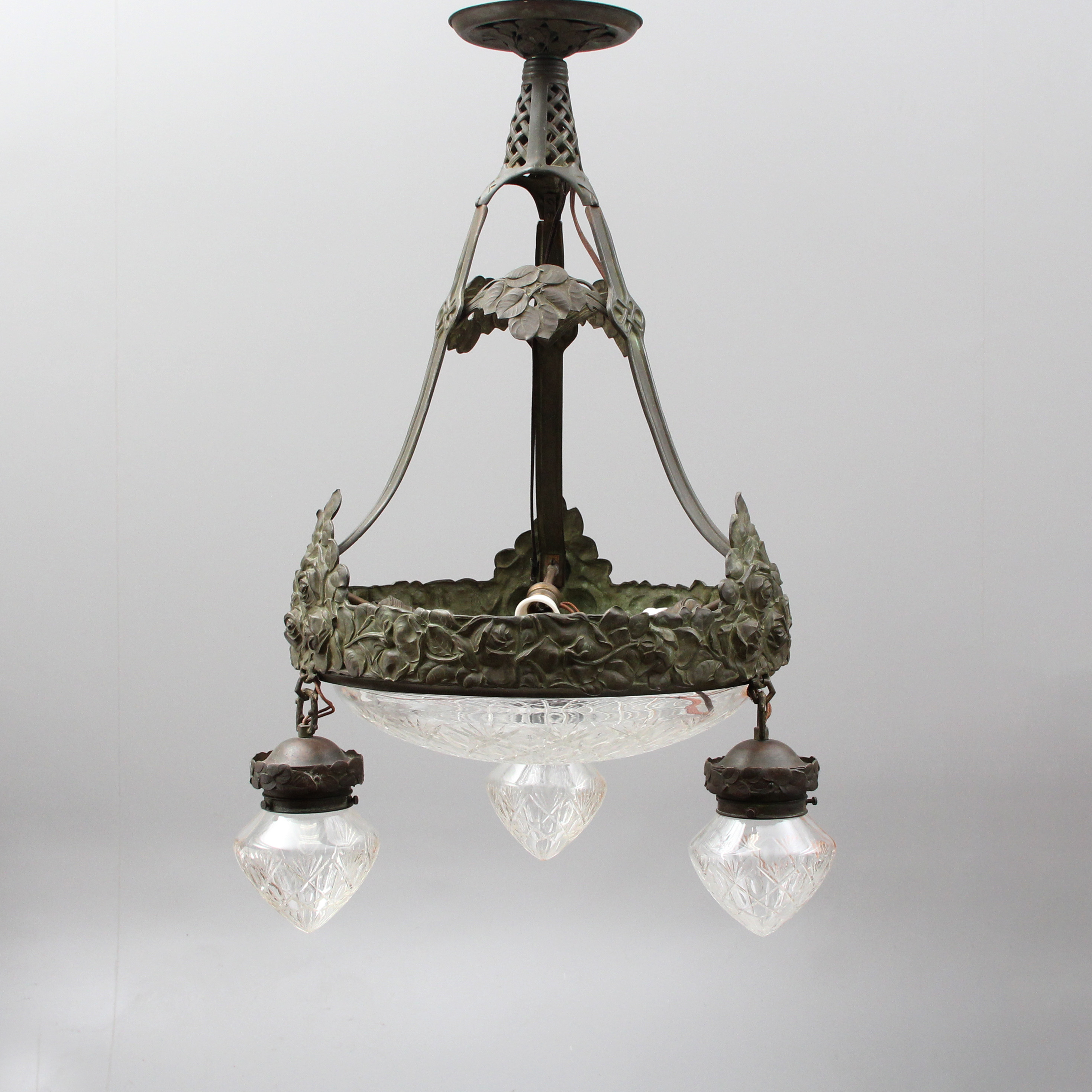 TAKLAMPA, brons/glas, sannolikt Böhlmarks.