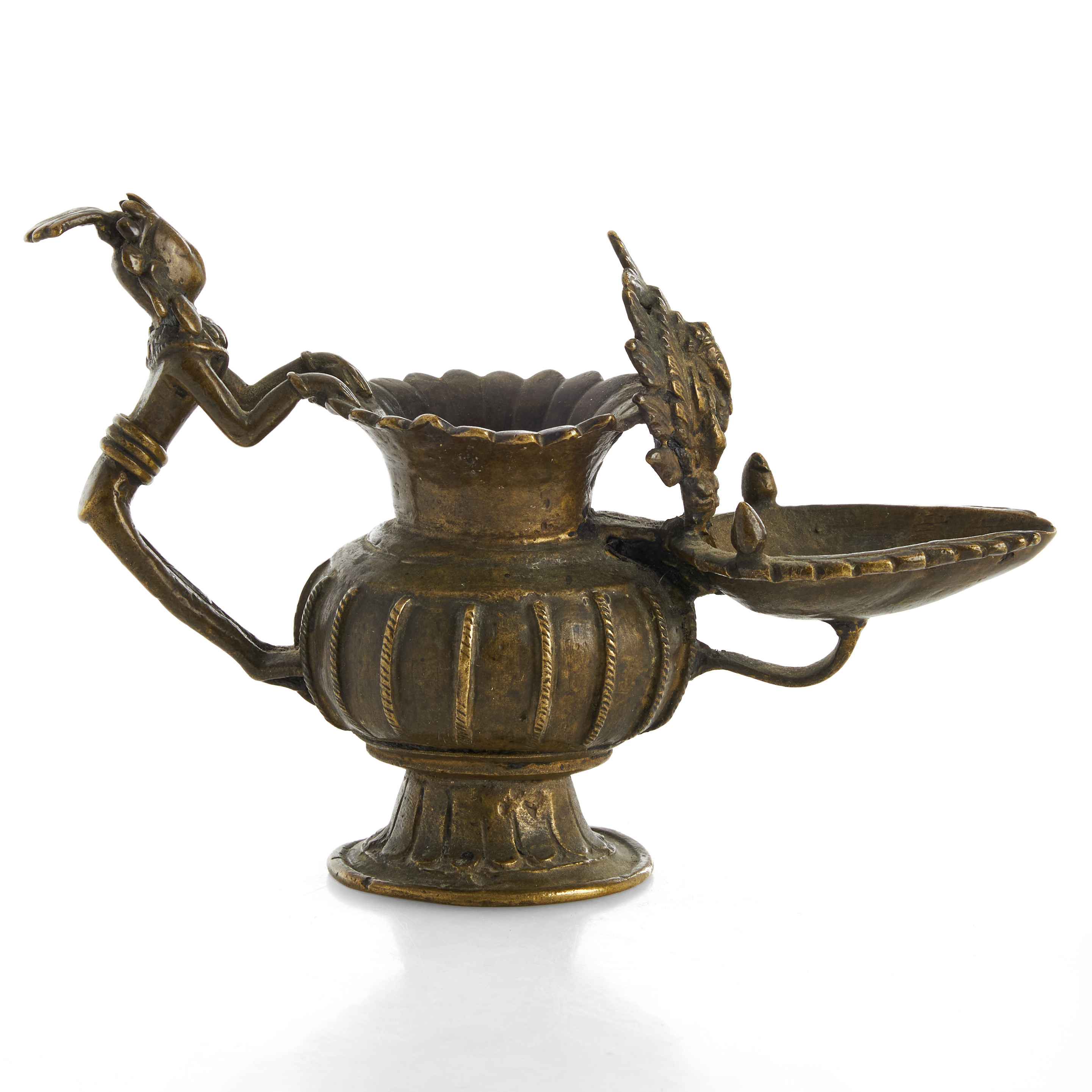 OLJELAMPA, brons, Nepal, Sukunda, 1800-tal.