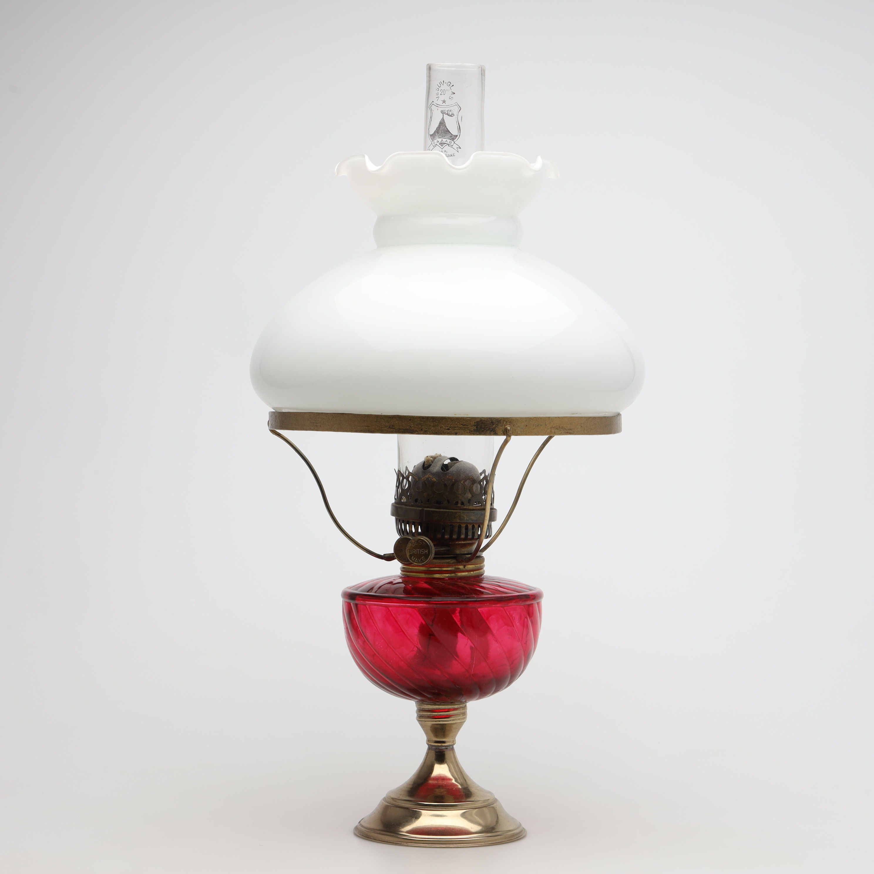 BORDSFOTOGENLAMPA, glas och metall, 1900-tal.