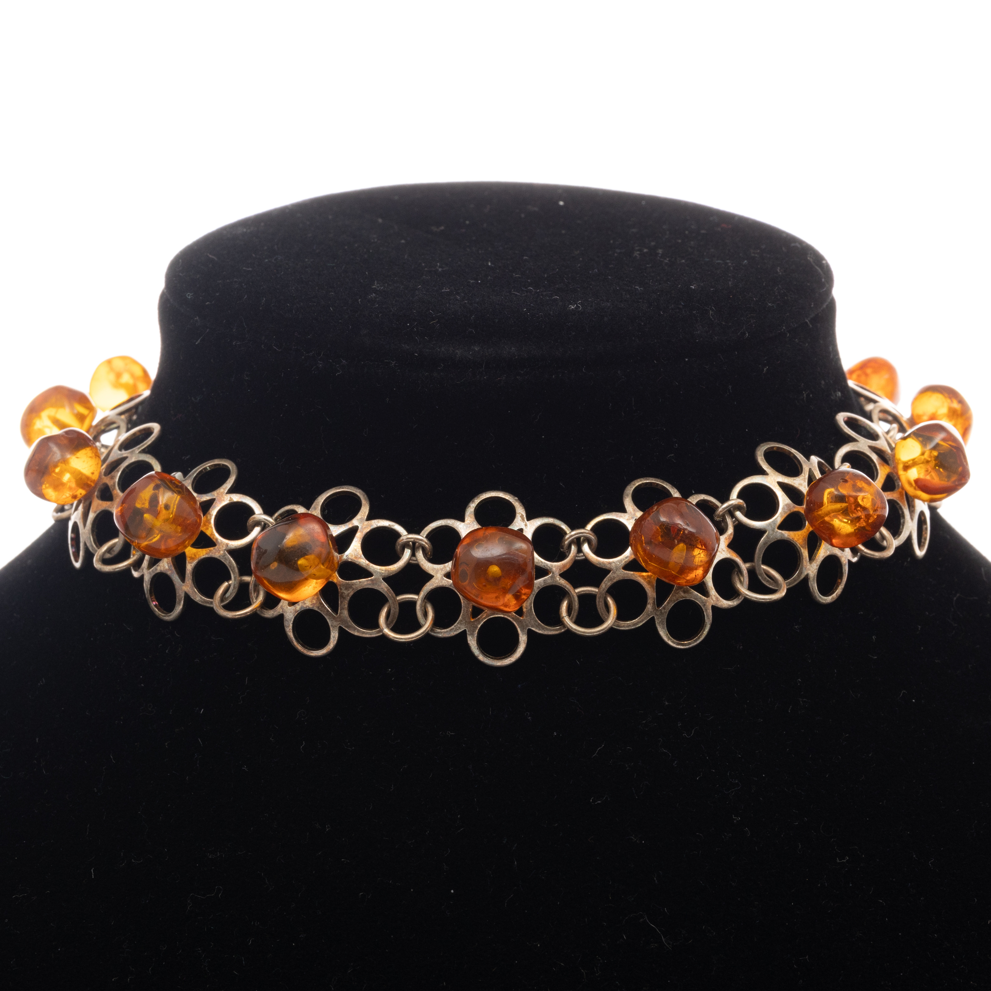 COLLIER, Silver, Bärnstenar.