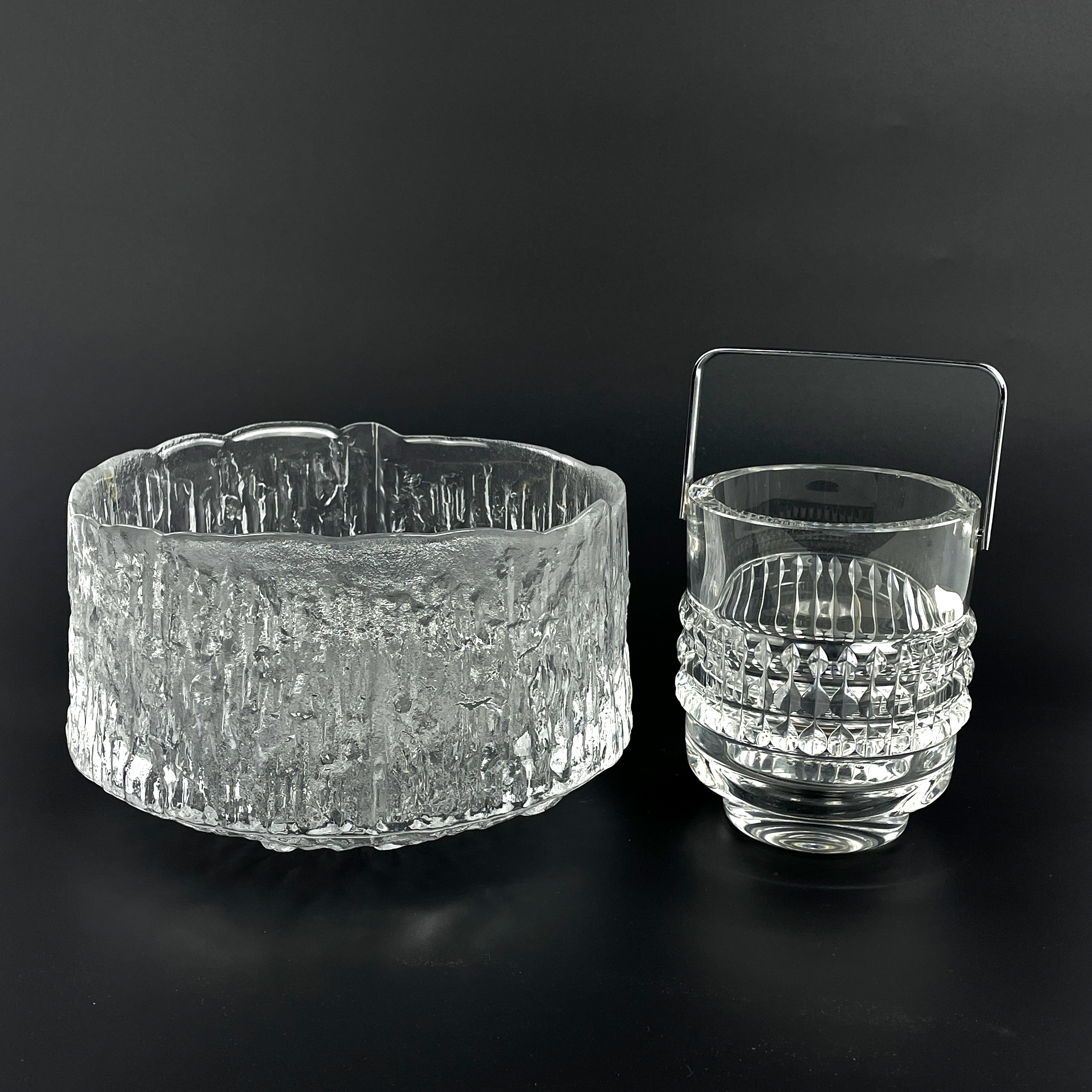 BENGT EDENFALK. Skål samt ishink, 2 delar, glas, Skruf.