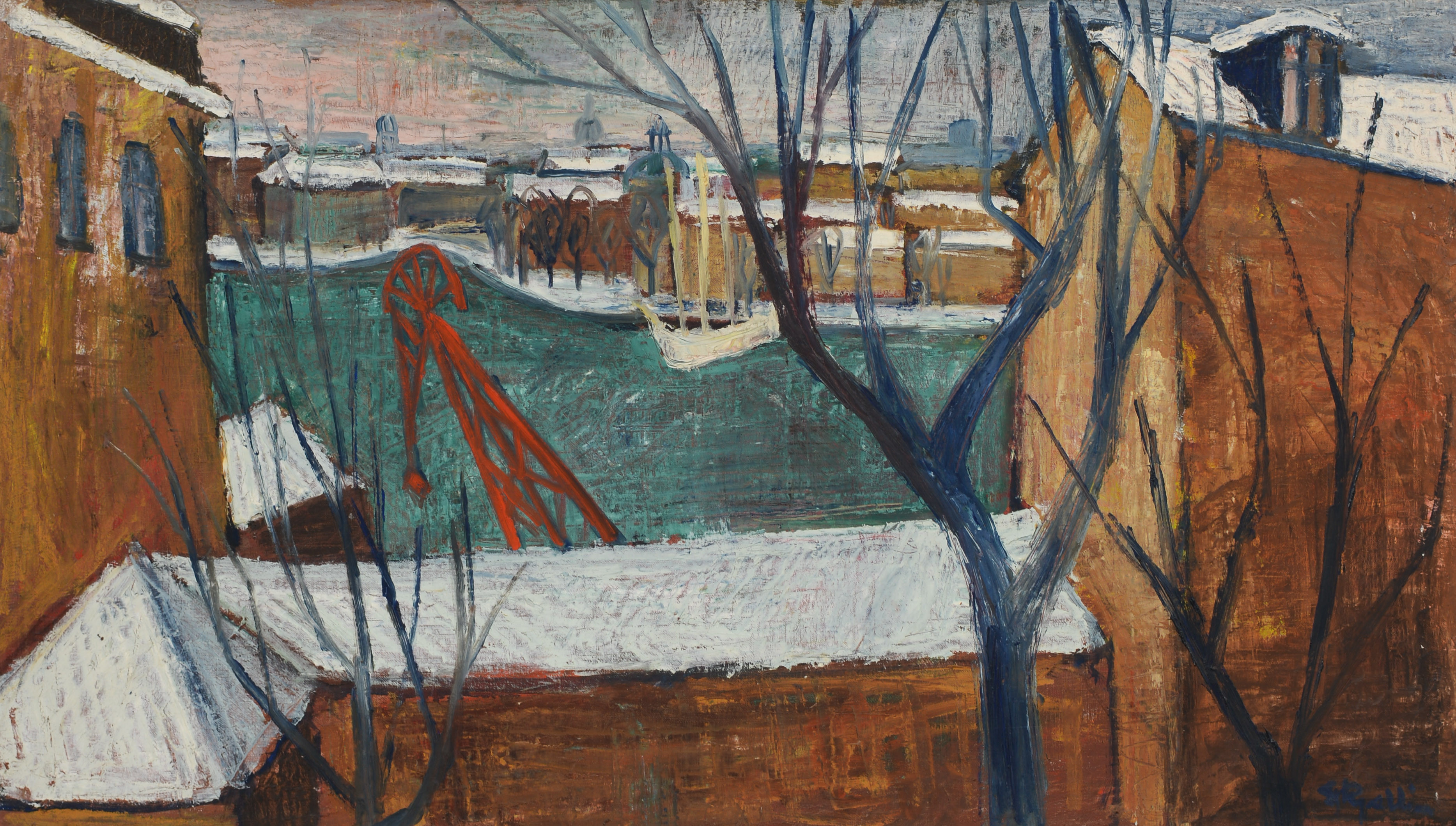 STIG KJELLIN. Stockholm, olja på duk, signerad.