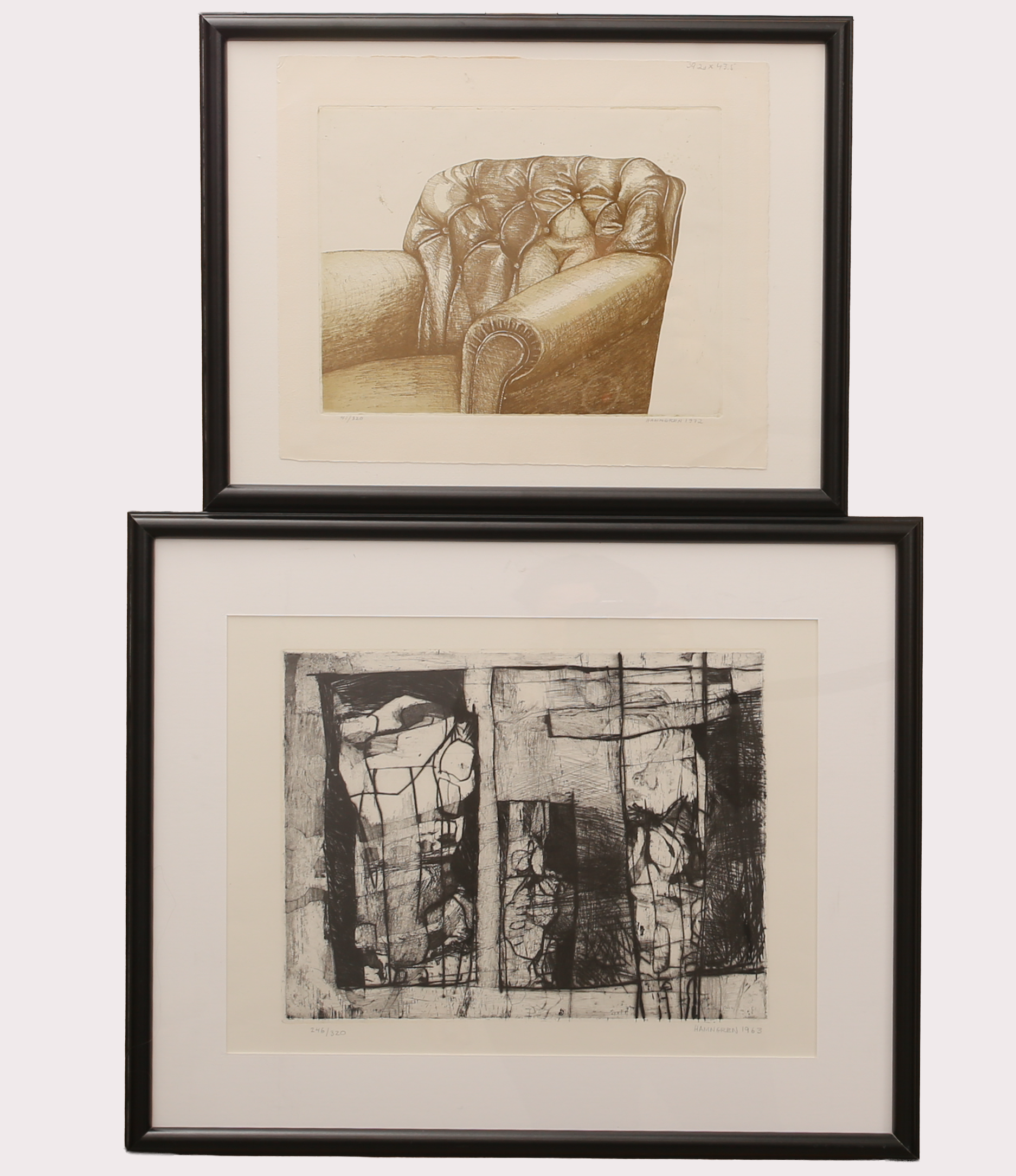 HANS HAMNGREN (1934-2017). 2 st., litografier, numrerade 246/320, 41/320 signerade Hamngren, daterade 1963 rsp. 1972.