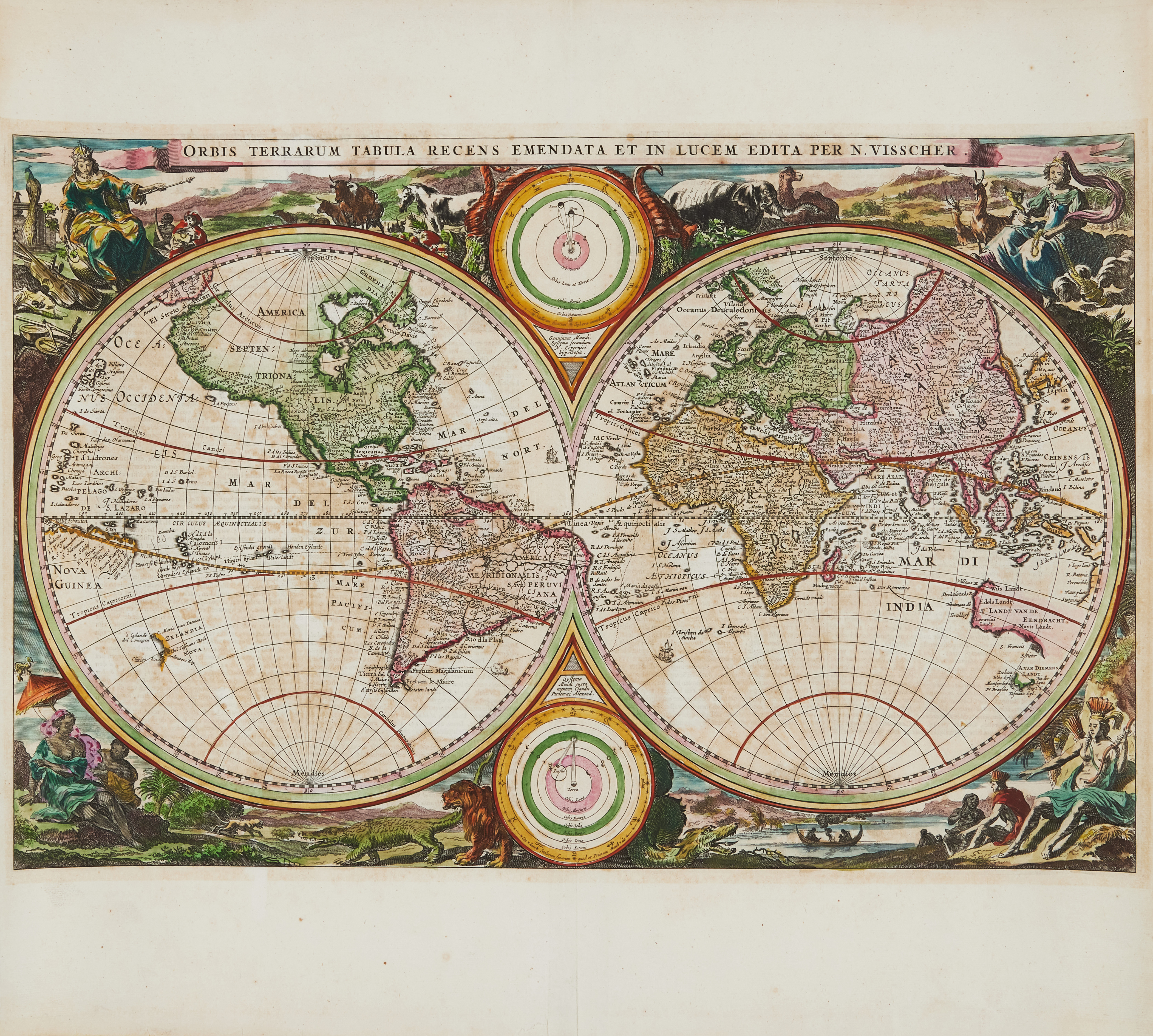 VISSCHER'S WORLD MAP, Orbis terrarum tabula, about 1663.