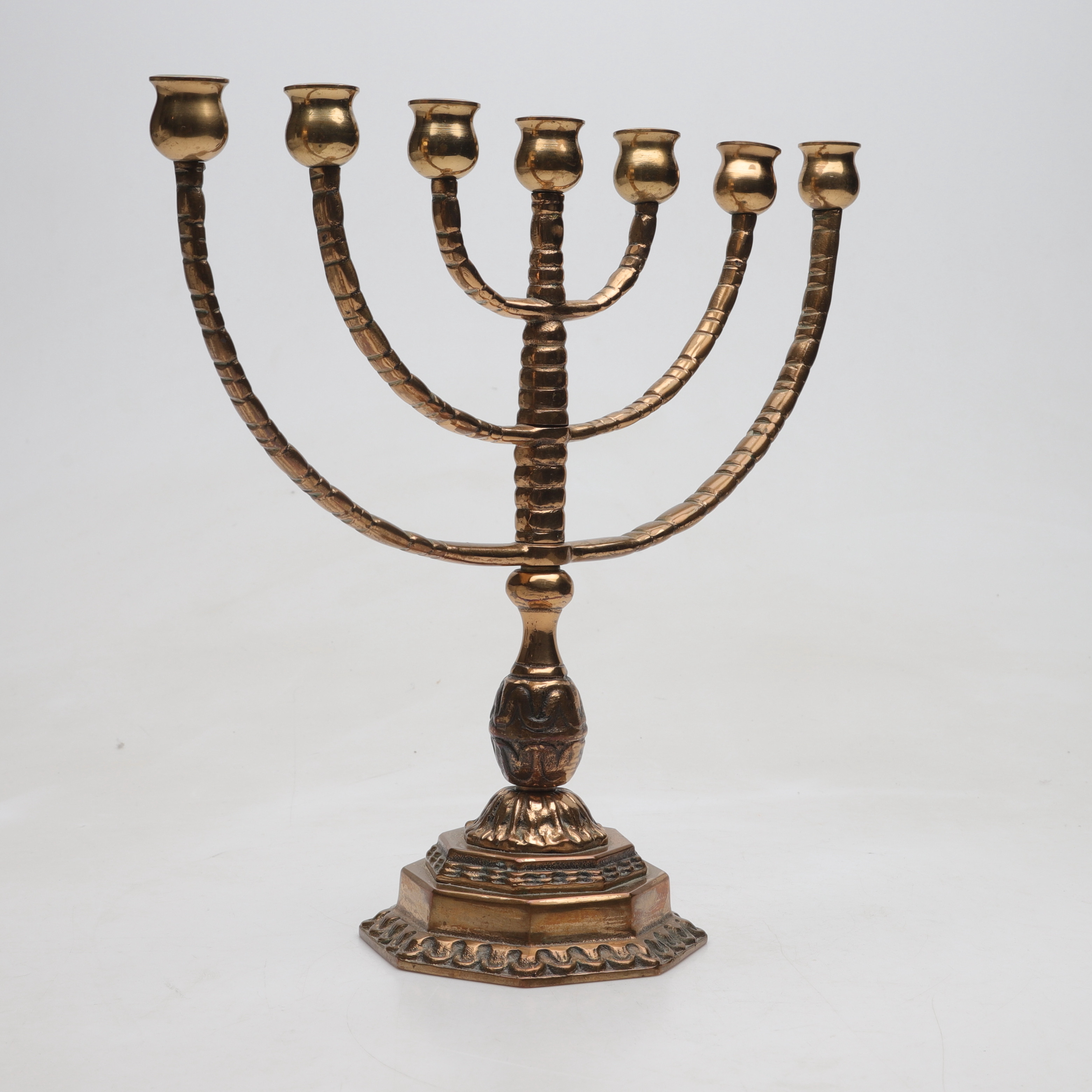 KANDELABER, mässing /malm, sjuarmad, 1900-tal.