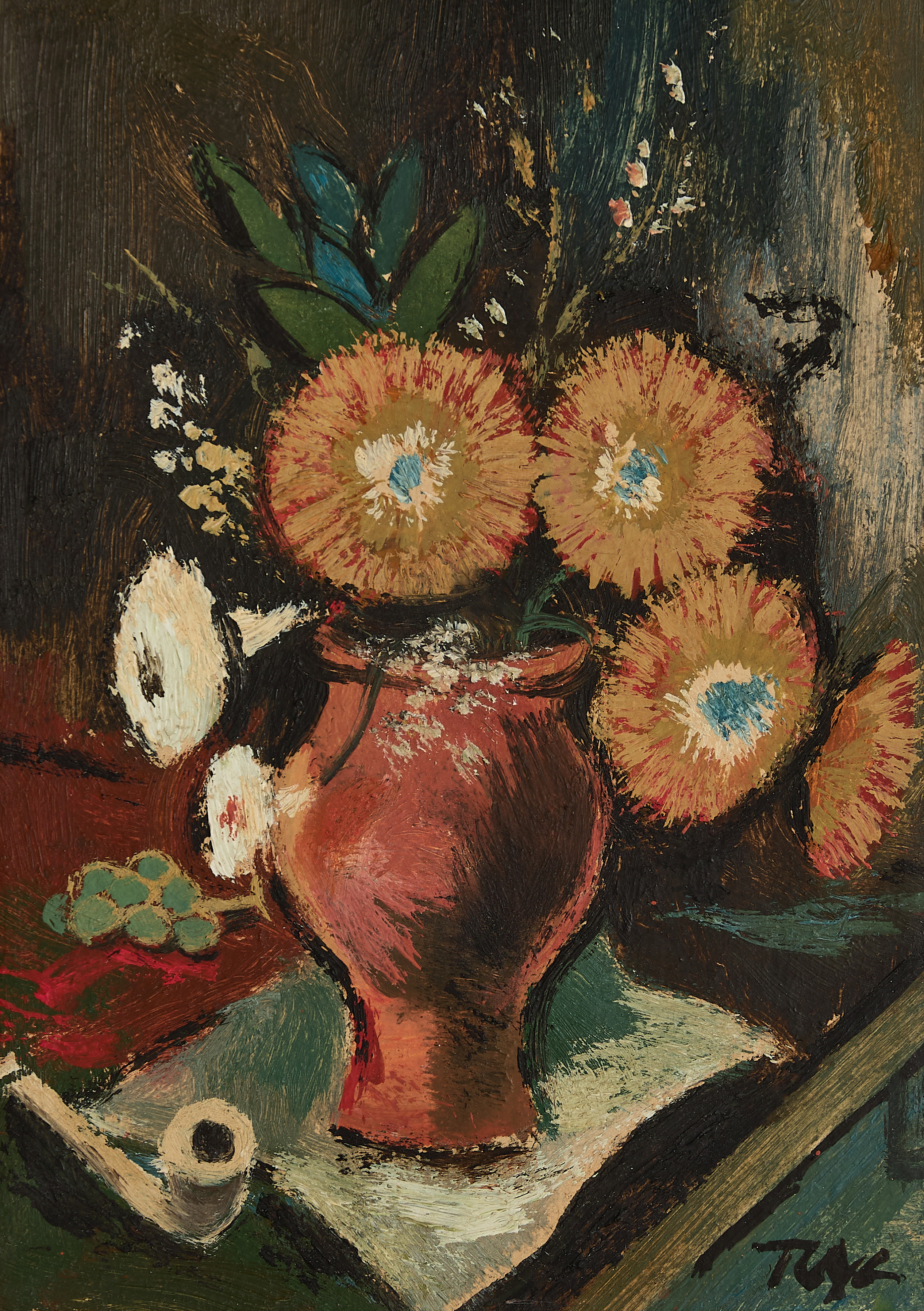 TOR TOYE SANDBERG (1900–1964): Stilleben, signerad, olja på pannå.