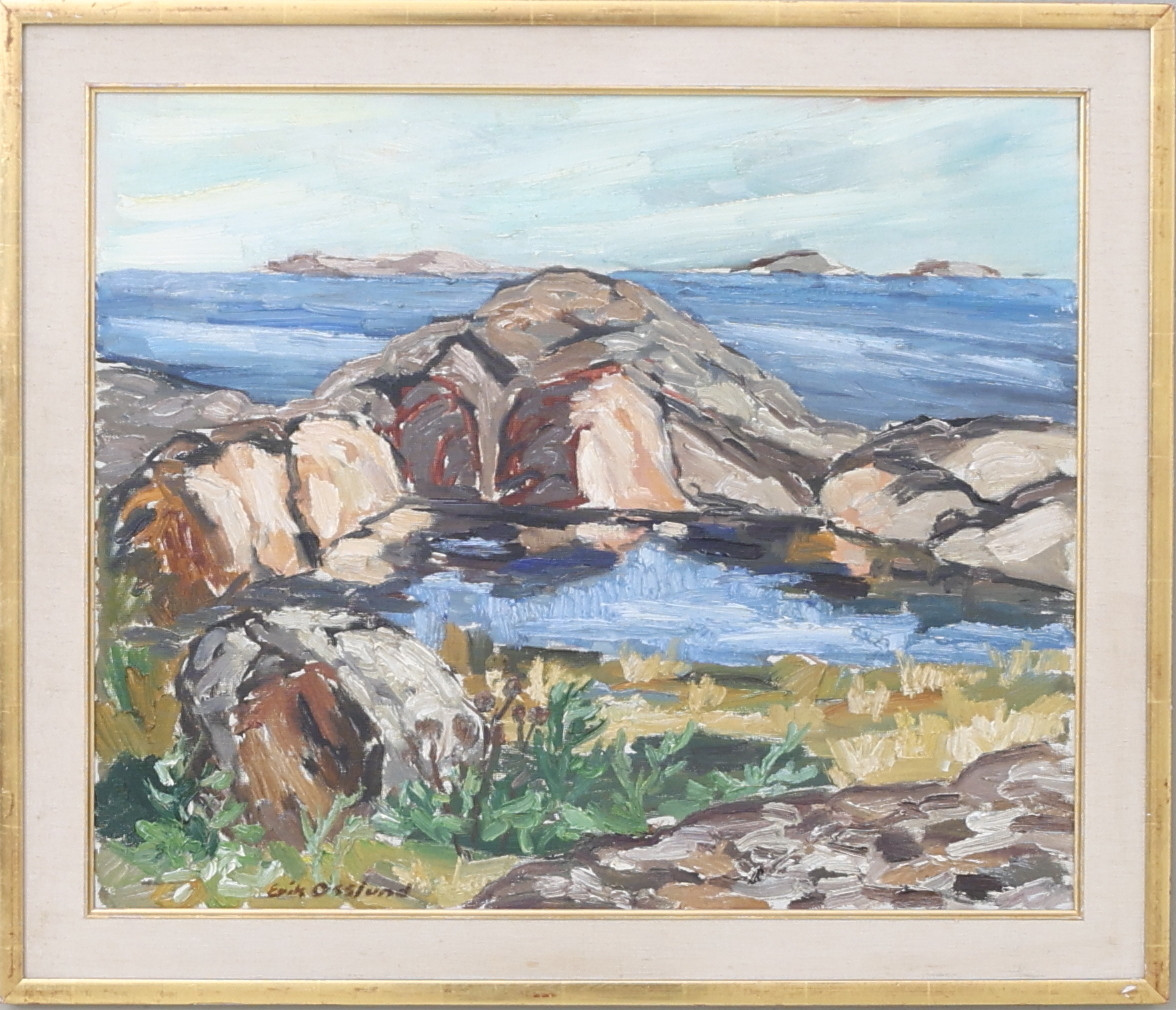 ERIK OSSLUND. "Gölen vid havet", olja på duk, signerad, 1900-tal.