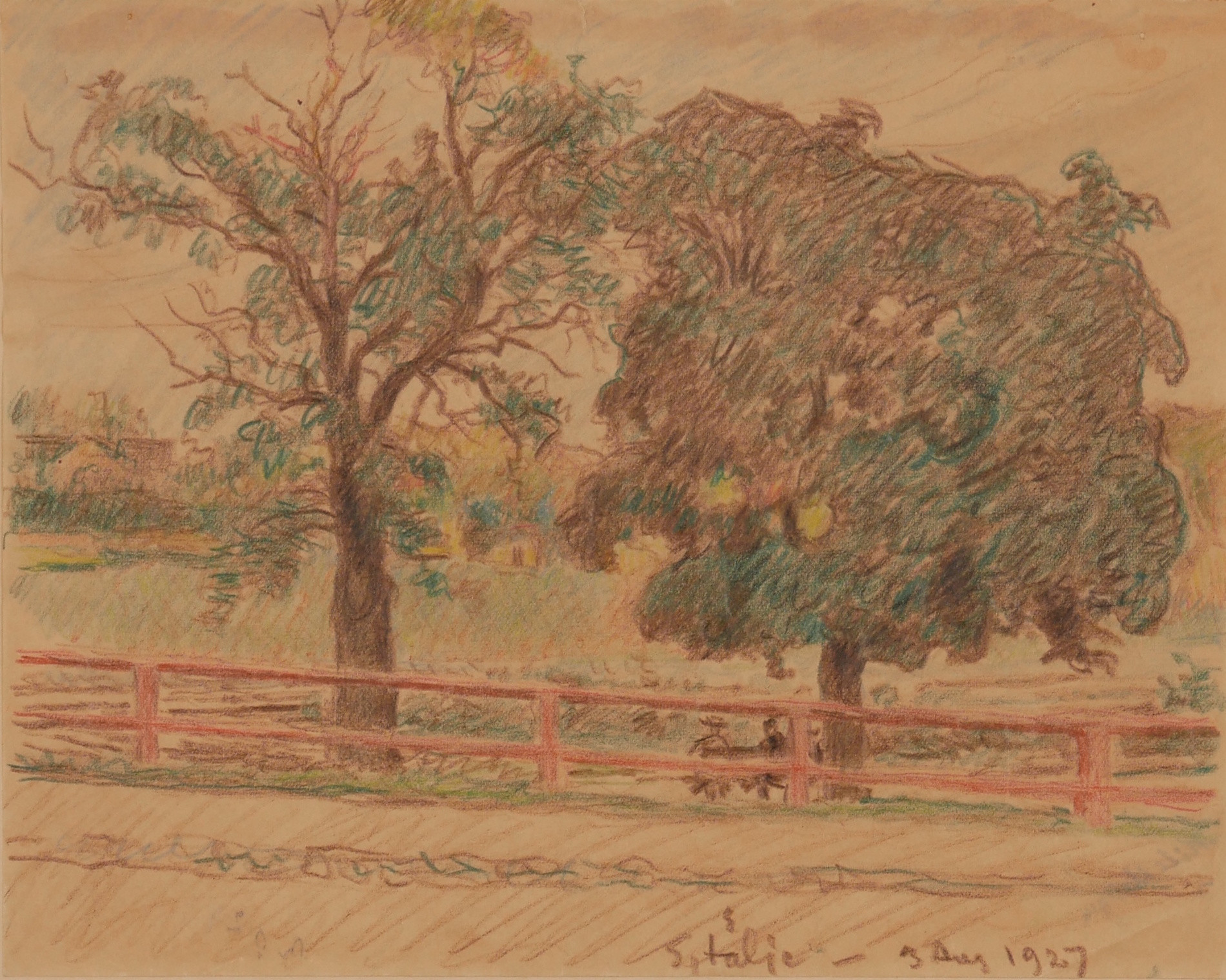 NILS  KREUGER. TILLSKRIVEN. "Figurer på parksoffa", pastell, osignerad.