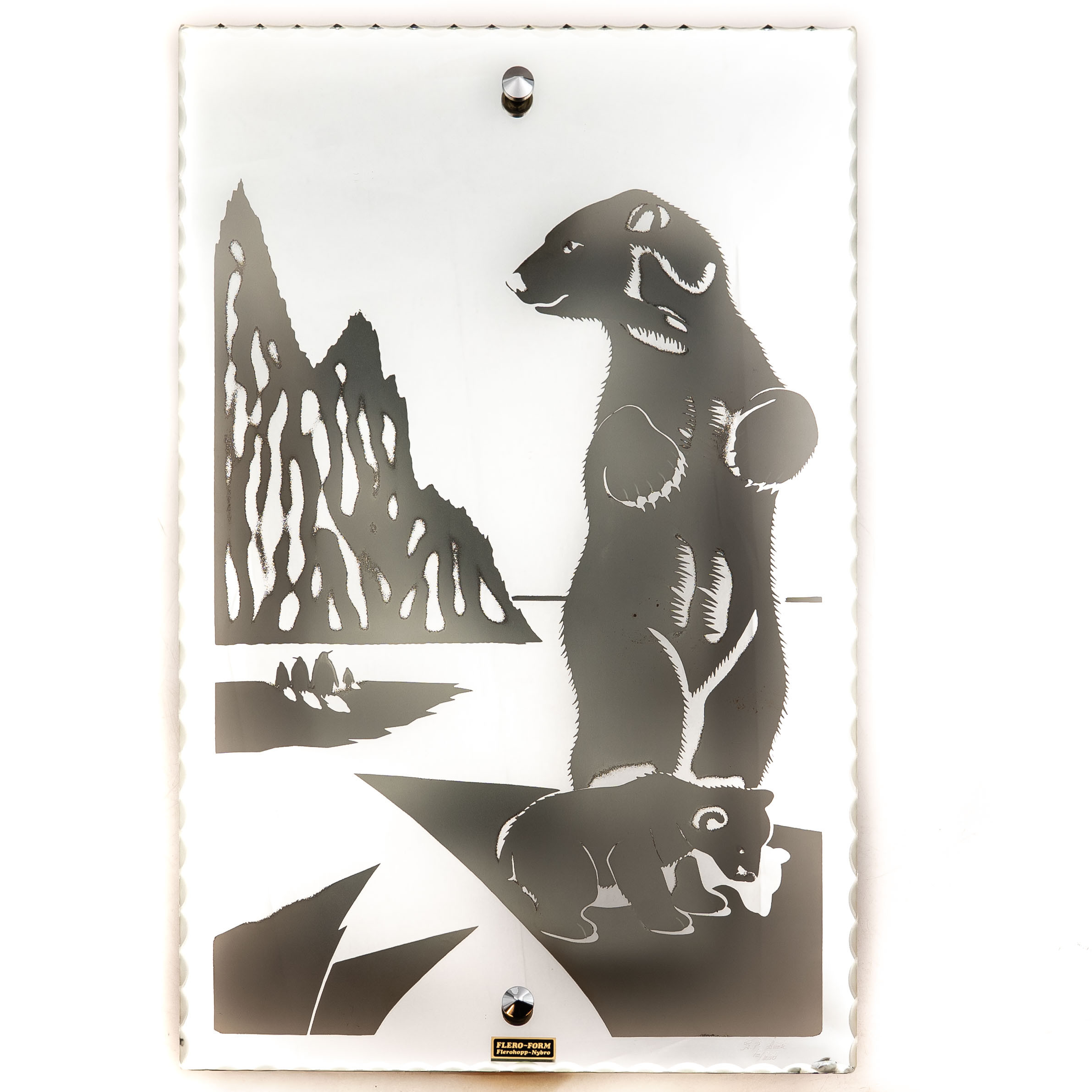 J.P LEEK. SPEGEL, Etsat motiv, Belysning, Numrerad: 12/250, Signerad.