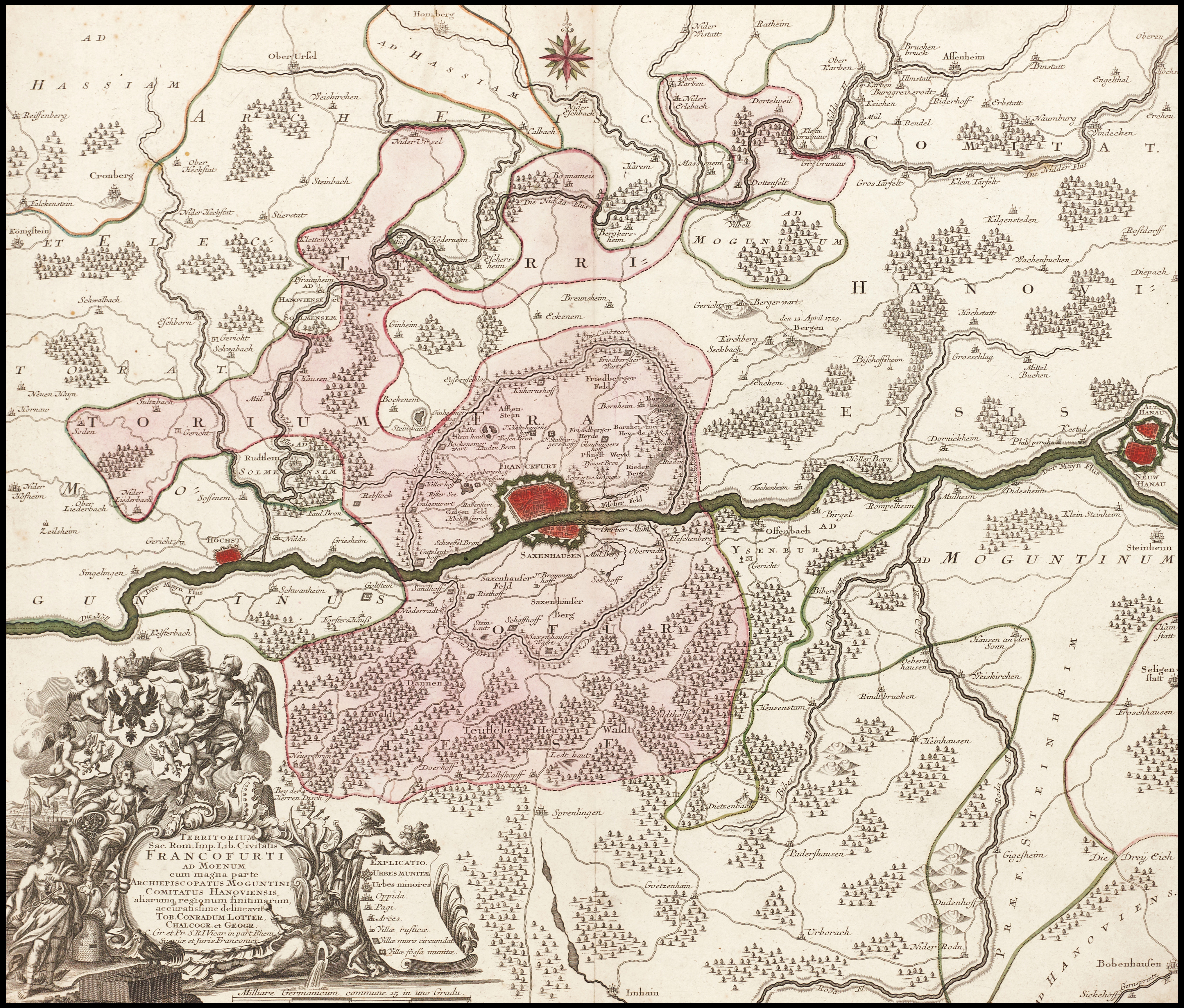 LOTTER, Territorium Sac. Rom. Imp. Lib. Civitatis Francofurti, ca 1760.