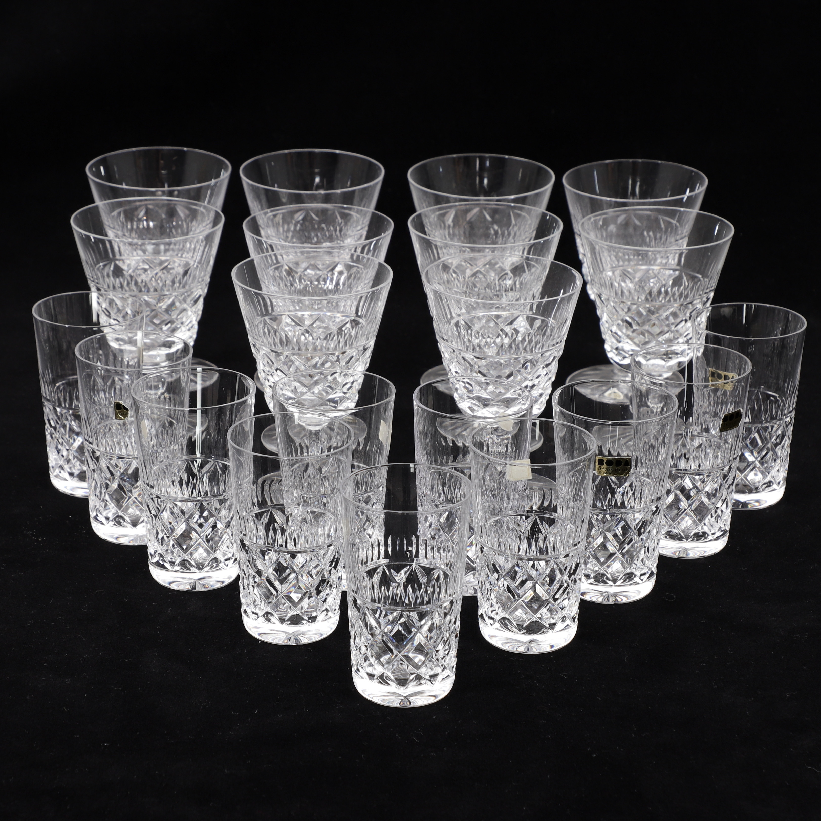 GLASSERVIS, 21 delar, Boda Åfors, 1900-tal.