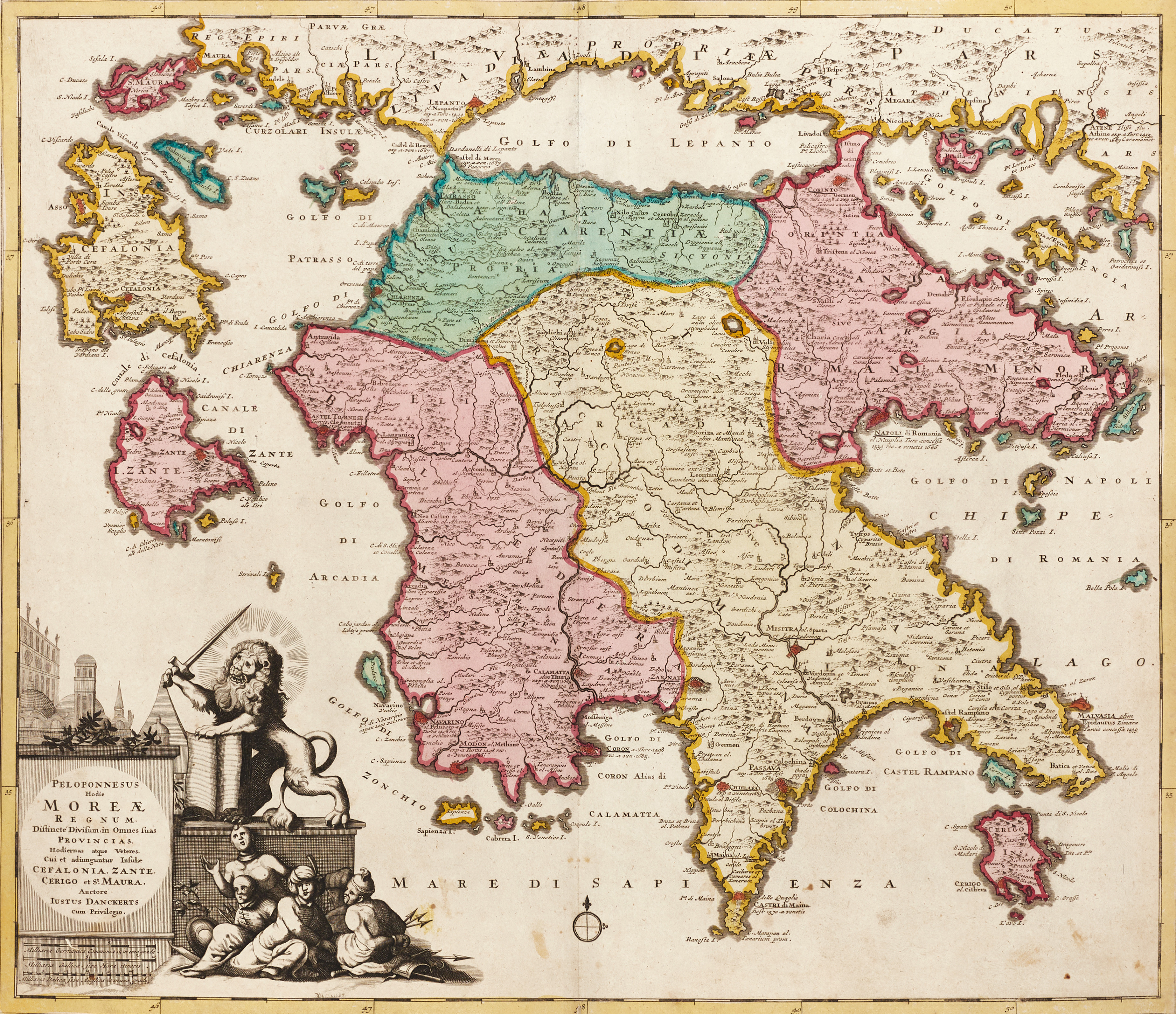 DANCKERTS, Peloponnesus Hodie Moreæ Regnum, ca 1690.