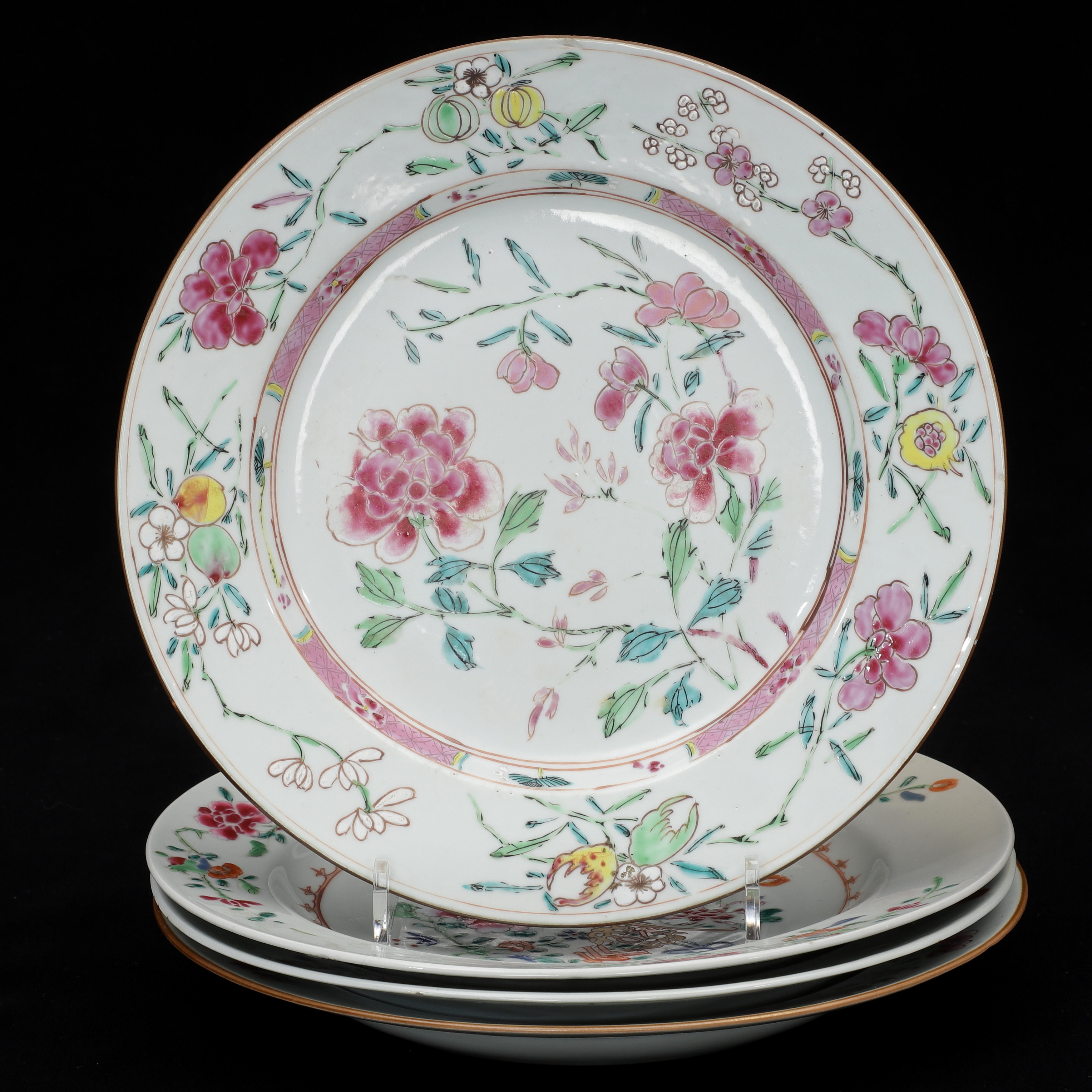 TALLRIKAR, 4 st, porslin, Kina, 1800-tal.