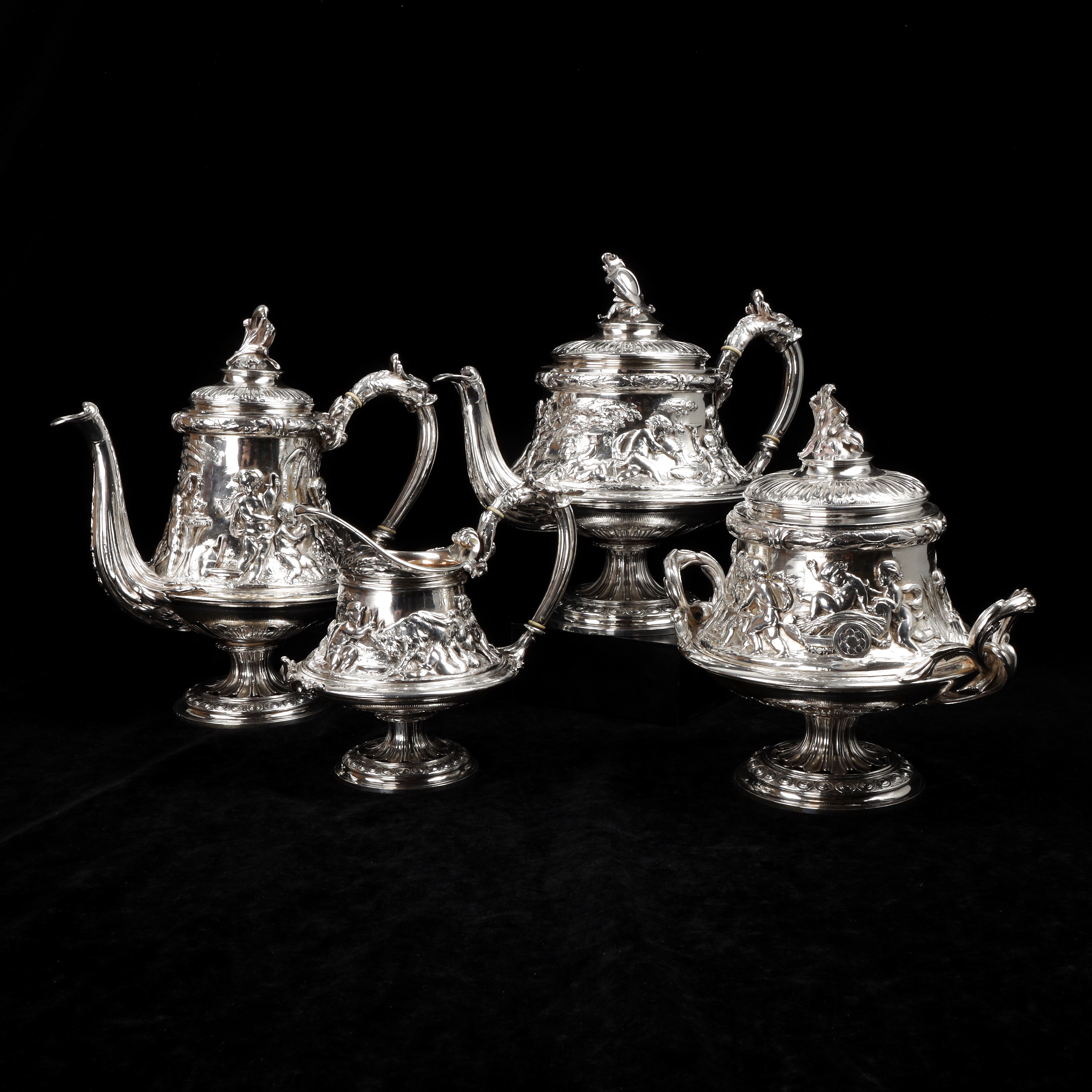 NYSILVERFÖREMÅL, 4 delar, Maison Christofler, 1800/1900-tal.