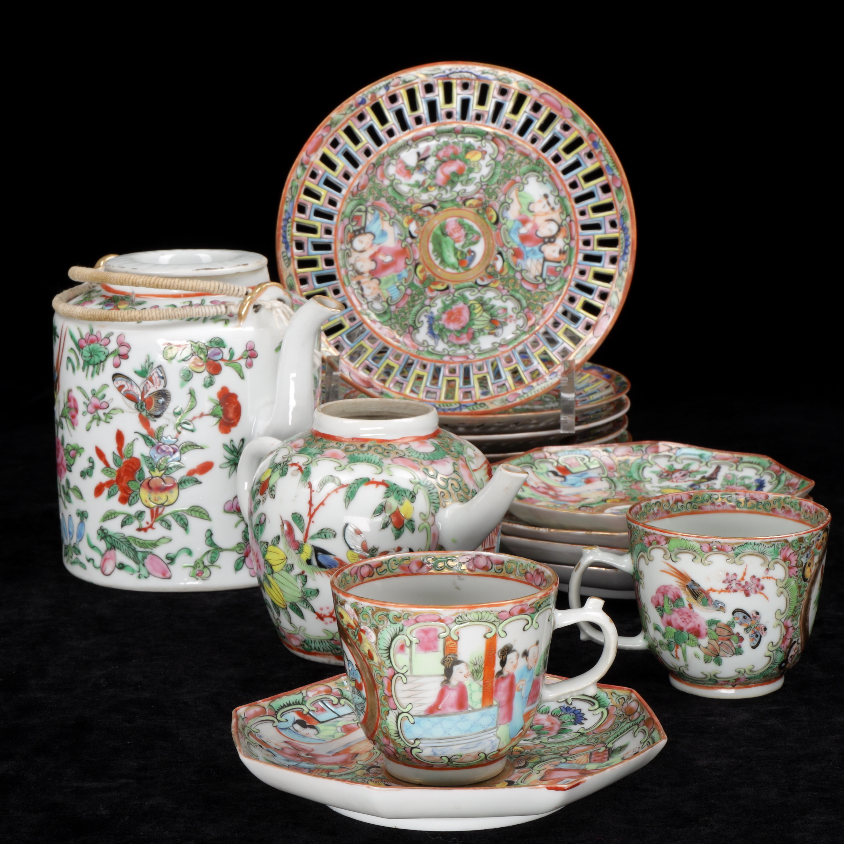 TESERVIS, 15 delar, porslin, orientaliskt, 1800/1900-tal.