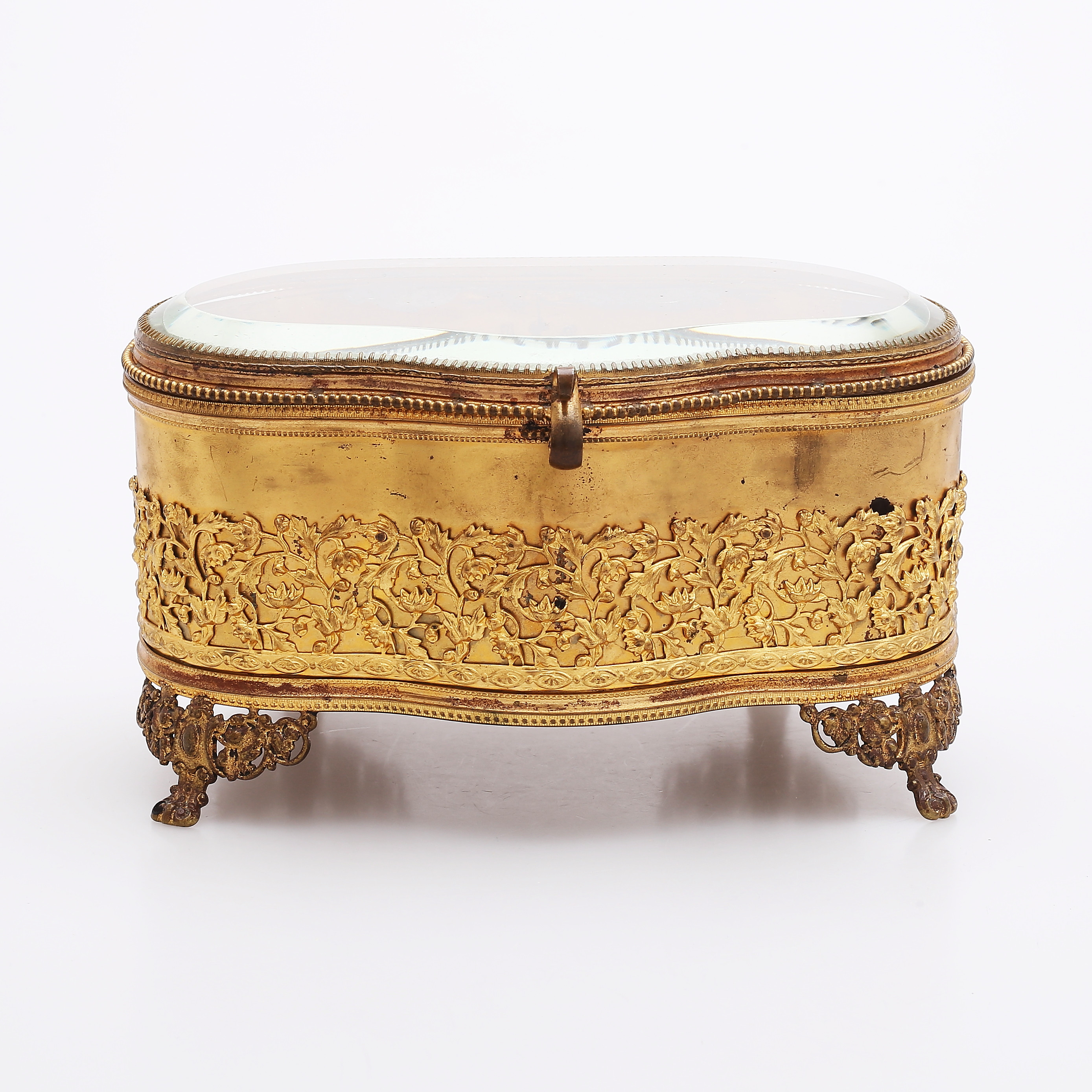 SMYCKESKRIN, mässing/glas, 1800/1900-tal.