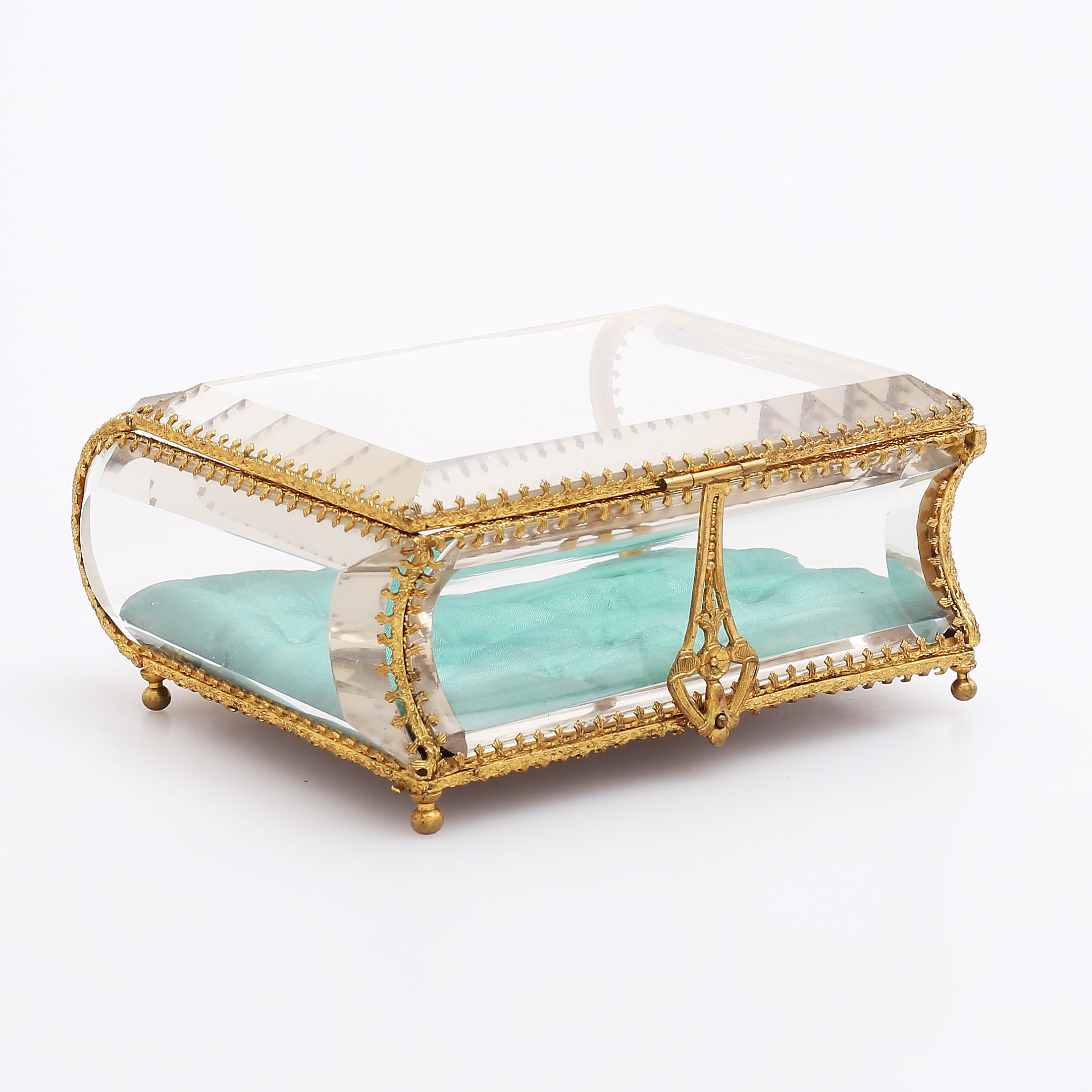 SMYCKESKRIN, mässing/glas, 1800/1900-tal.