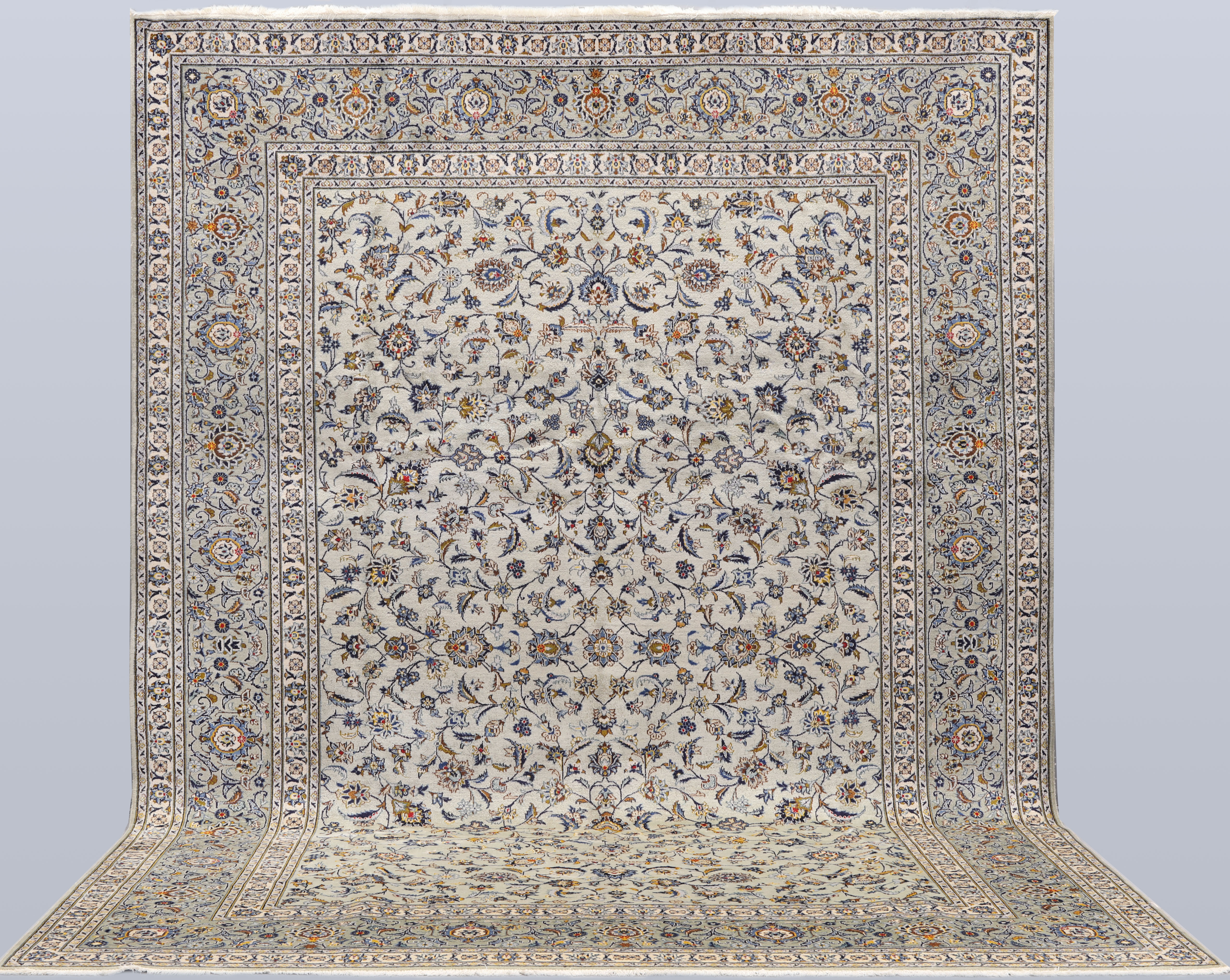 ORIENTMATTA. Äldre ljusgrön Keshan, 404 x 300 cm.