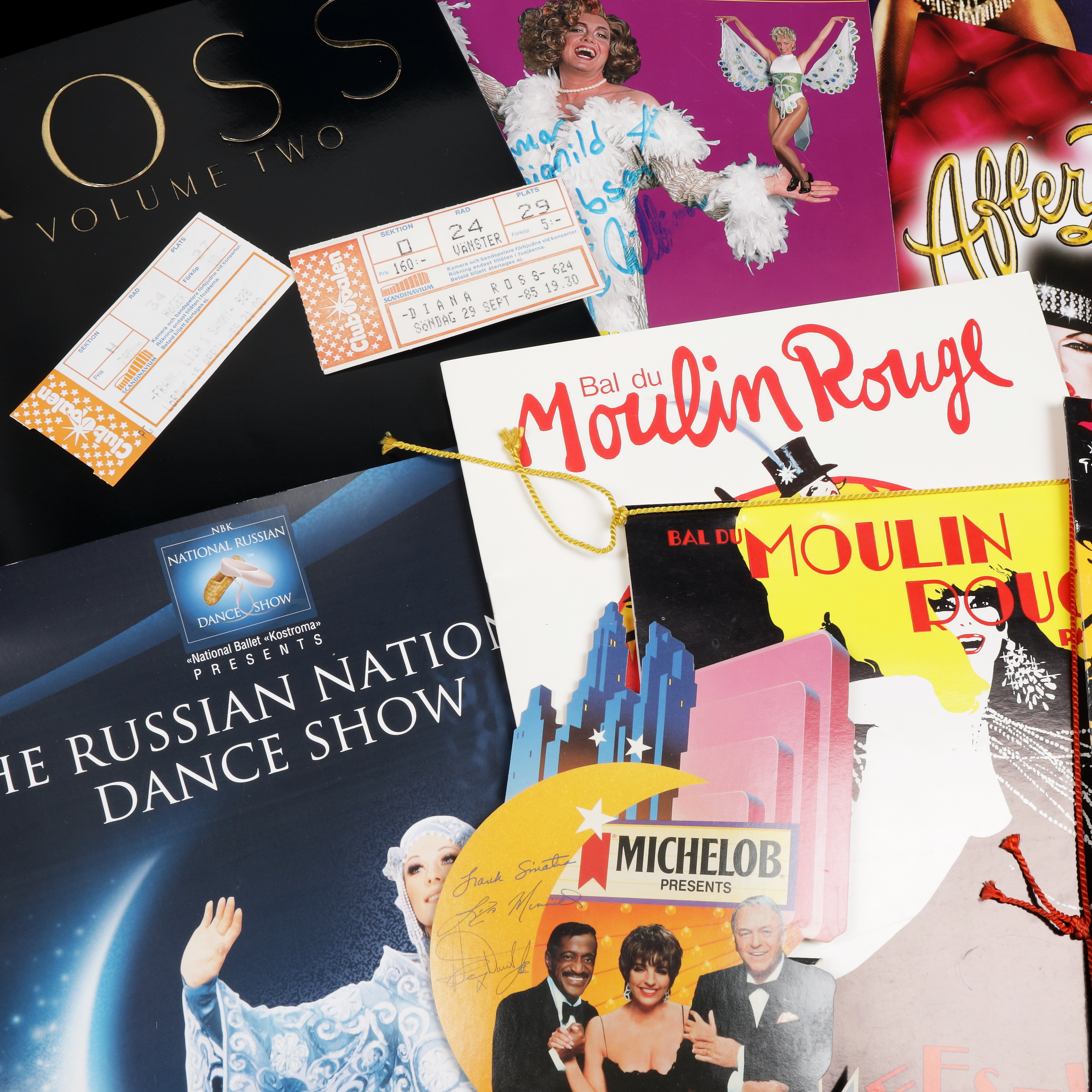 PROGRAM OCH BILJETTER, 9 st, musik och teater, 1900-talets andra hälft.