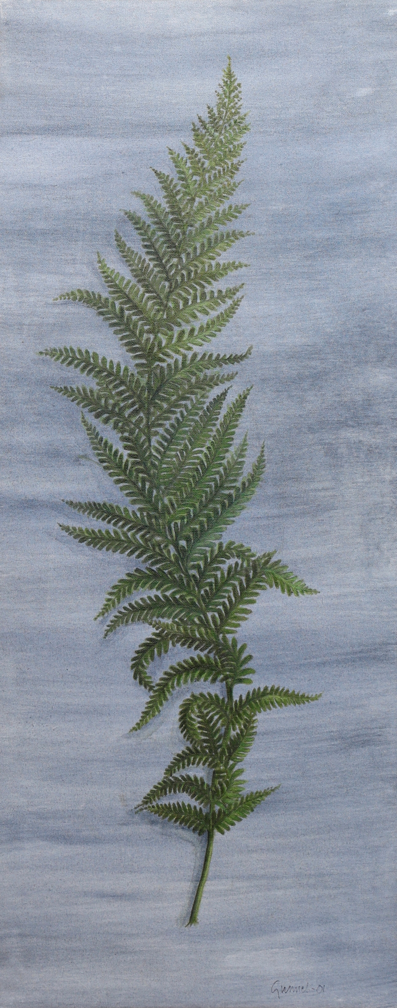 OKÄND KONSTNÄR. Akryl på duk, "Ormbunke", signerad och daterad 01.