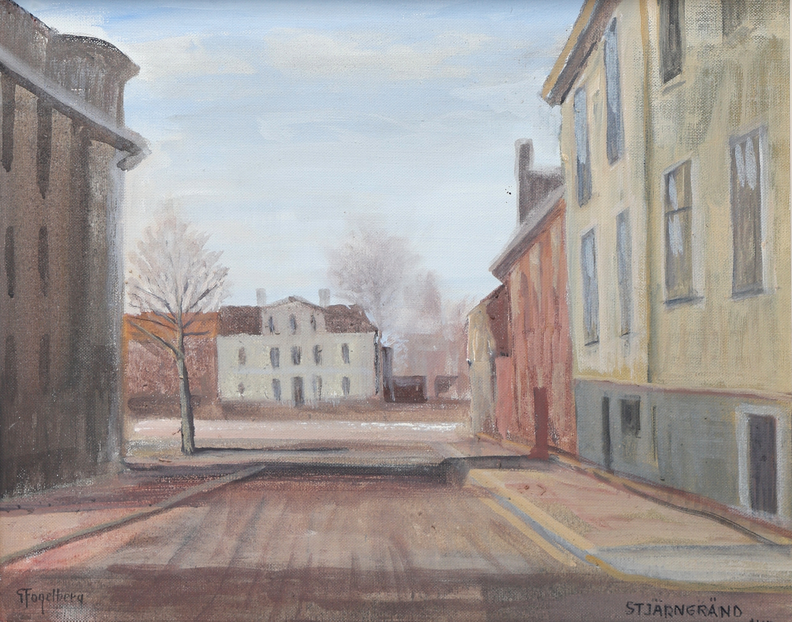 GUSTAV FOGELBERG. Olja på duk, Jönköpingsmotiv, signerad.