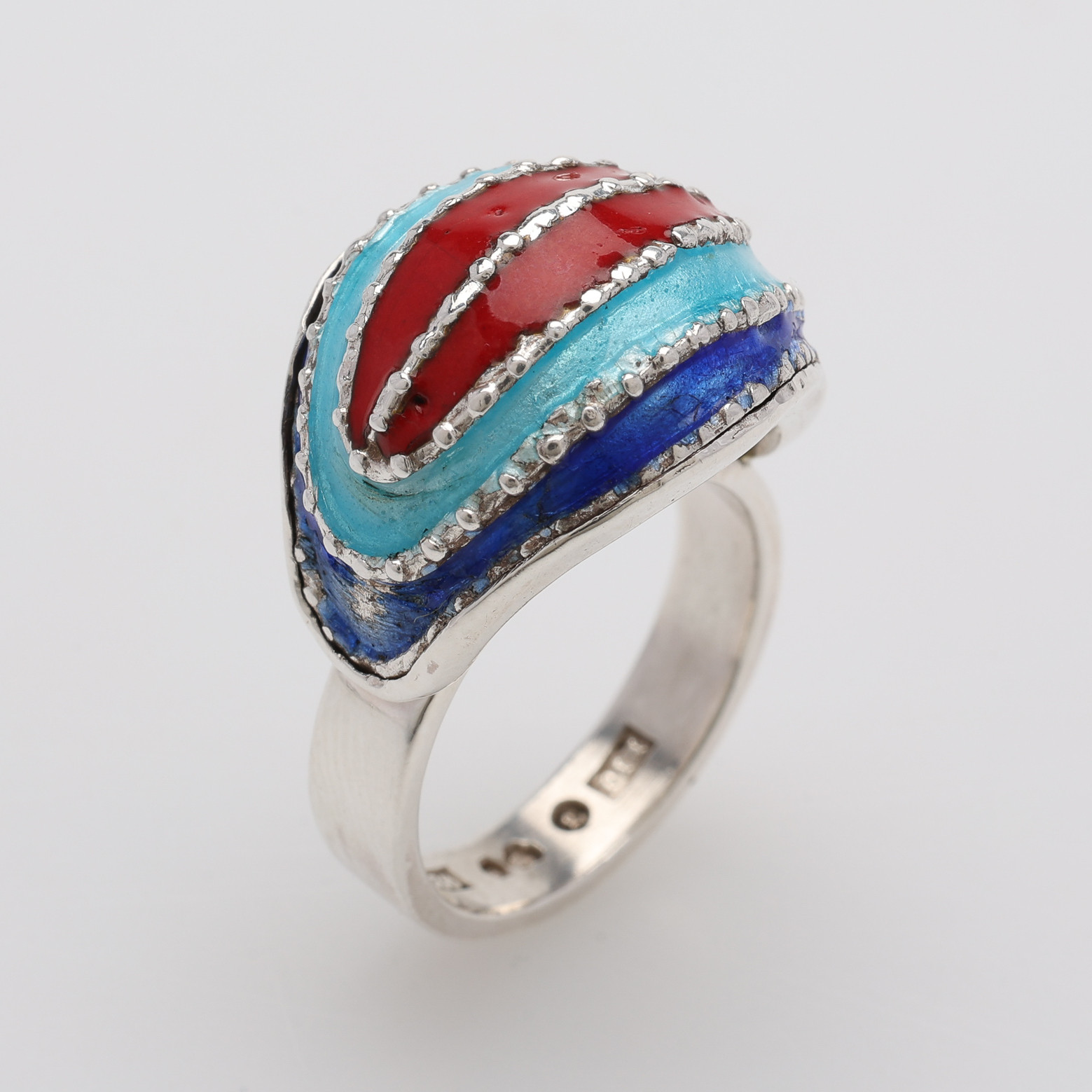 RING, STERLINGSILVER OCH EMALJ, CECILIA JOHANSSON, GULD & SILVERSMEDERNA, GÖTEBORG, 1982.