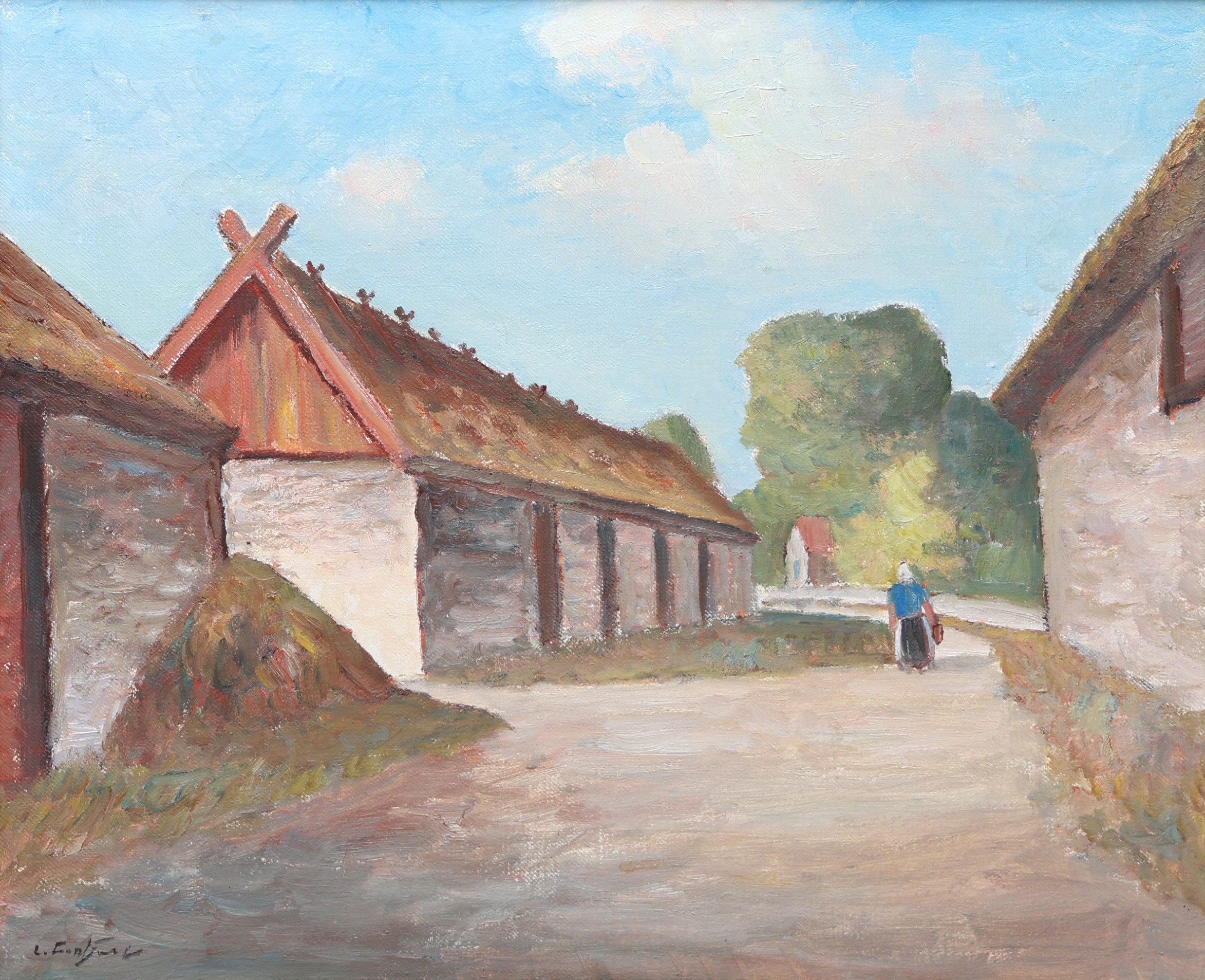 LAGE CARLZON. Olja på duk, Egby, Öland, signerad.