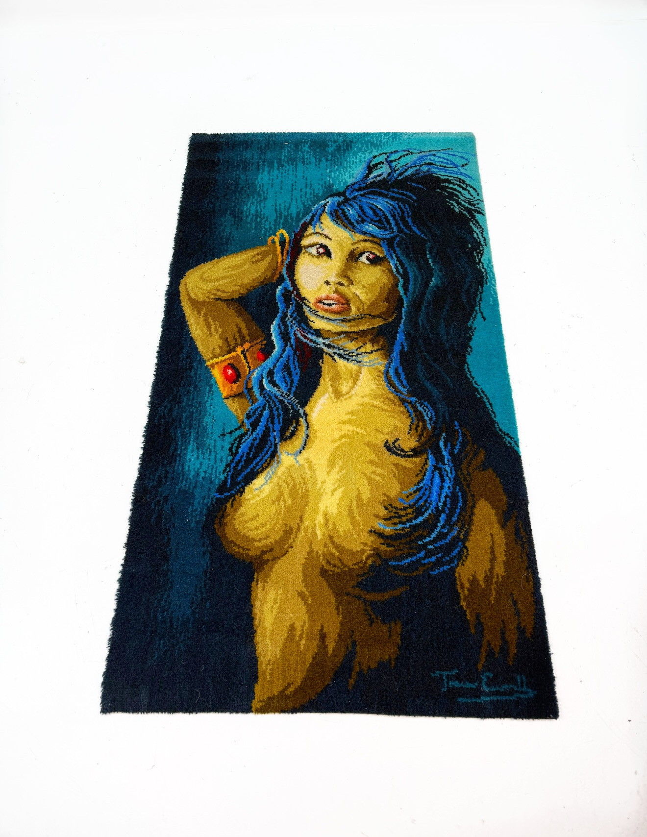 TAVLA /VÄGGBONAD - "Luan" design 103/697 made in England by Bond Worth Limited, textil, signerad.