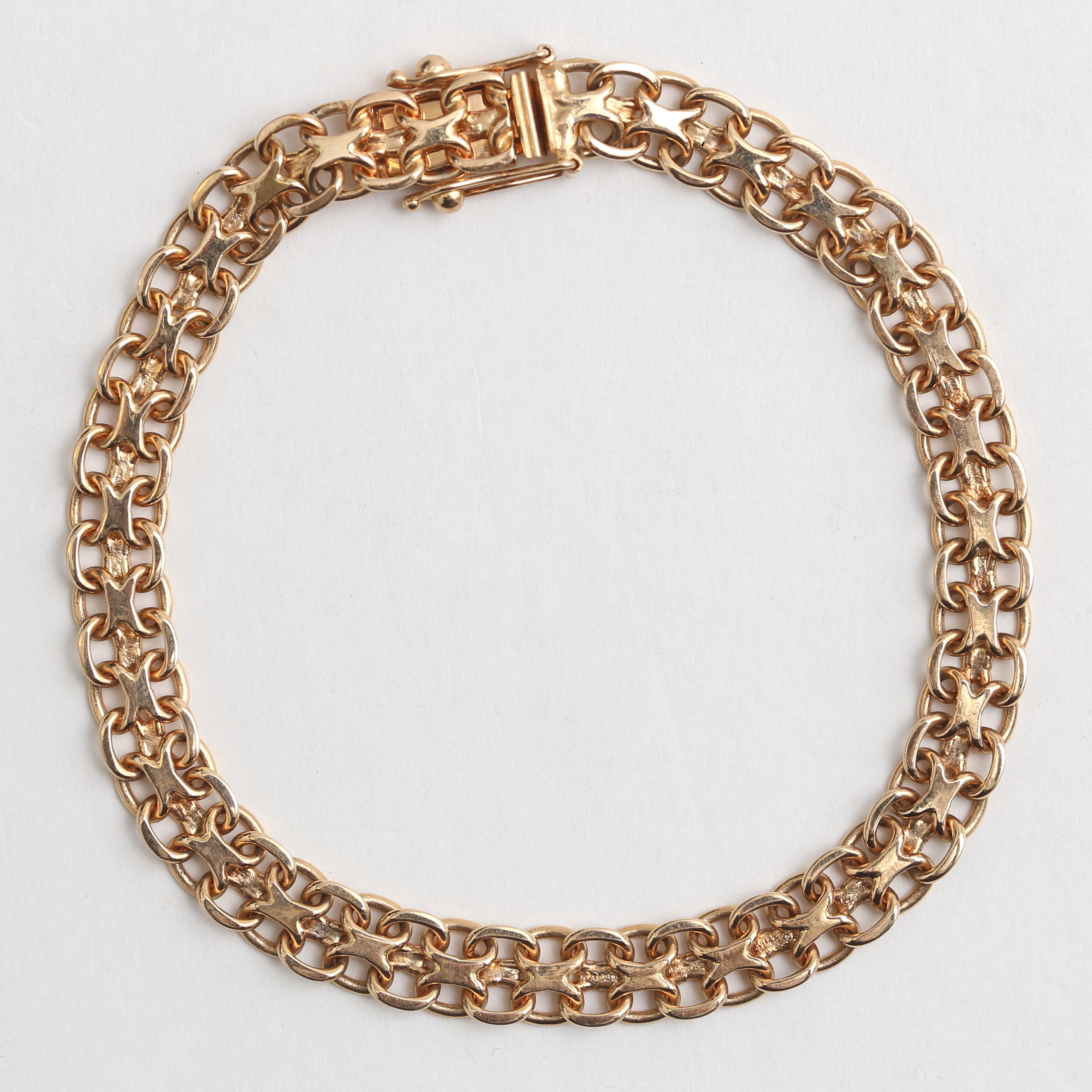 ARMLÄNK, x-länk, 18 k guld, Svedboms Guldsmeds Ab Hov Vetlanda, 14,32 gram, 1967.