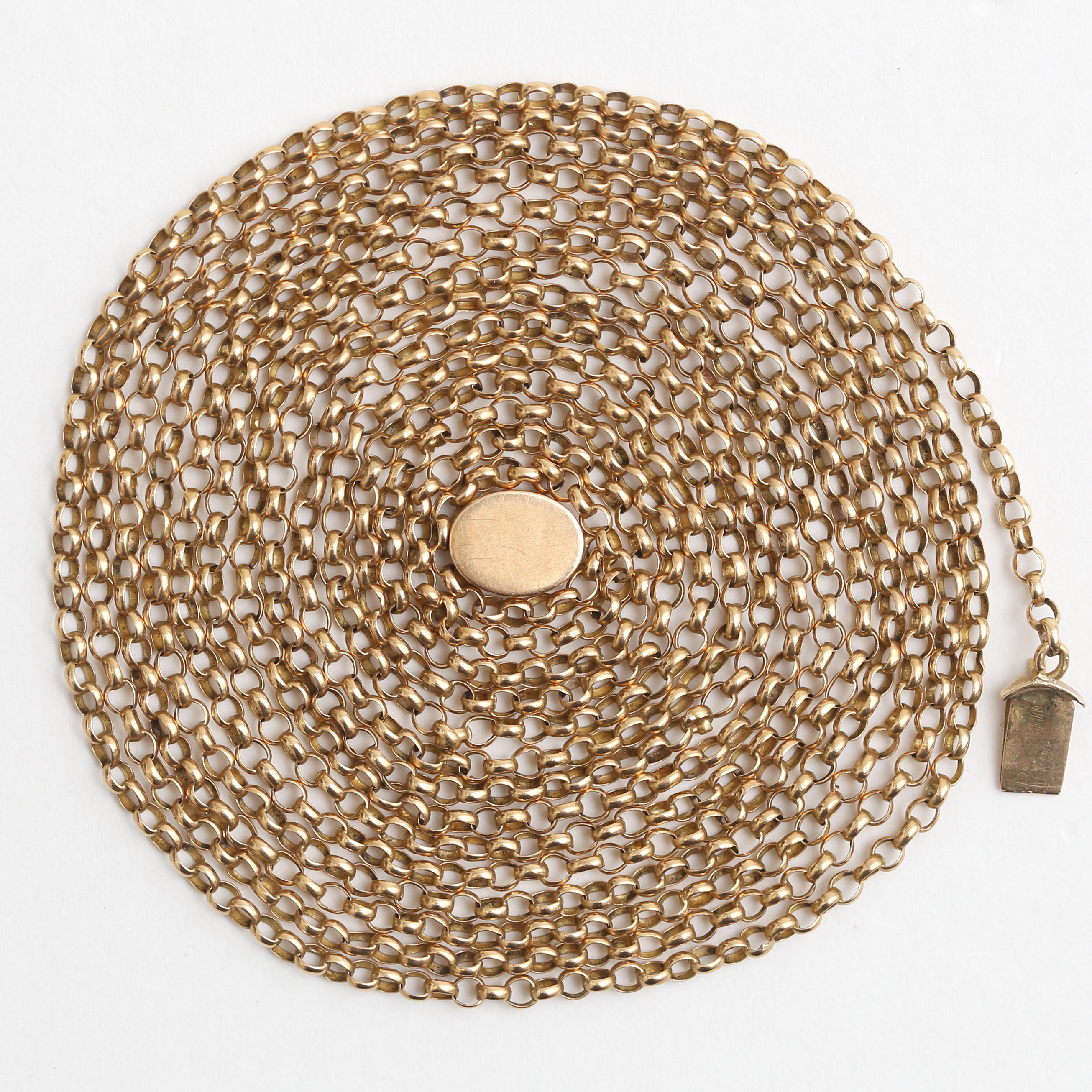 KLOCKKEDJA, ärtlänk, 18 k guld, 14,70 gram, 1906.