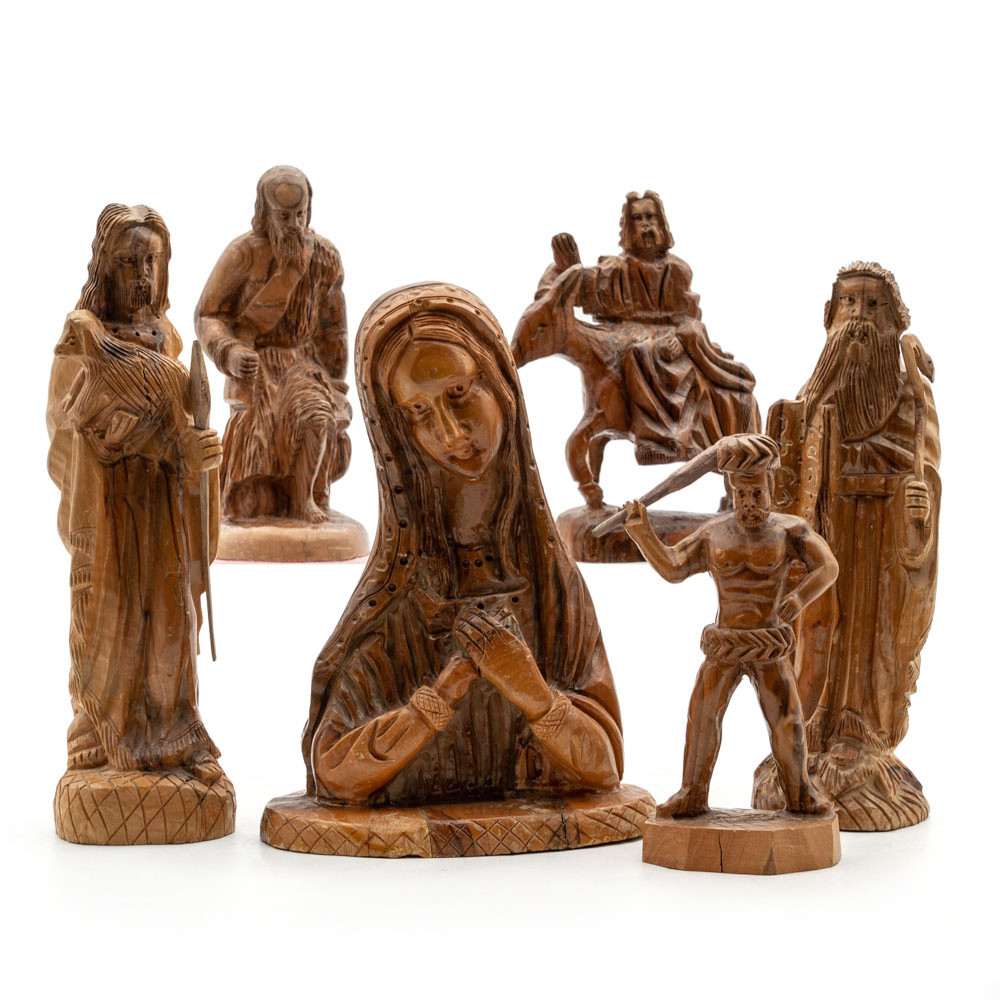 FIGURER, Olivträ, 6 stycken, Palestina.
