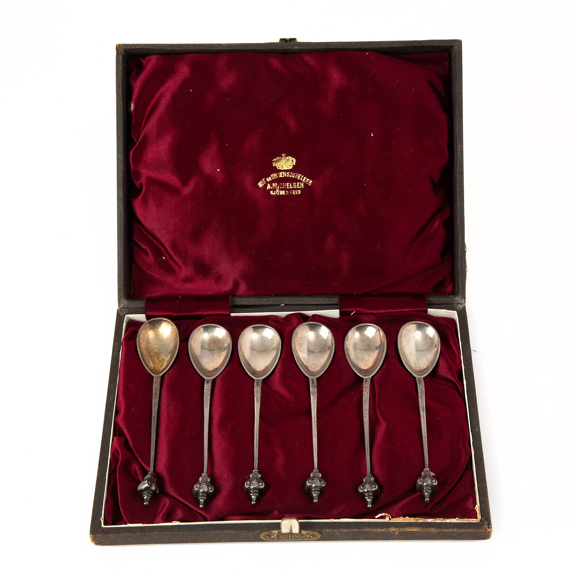 KAFFESKEDAR. 6 st, silver, Danmark.