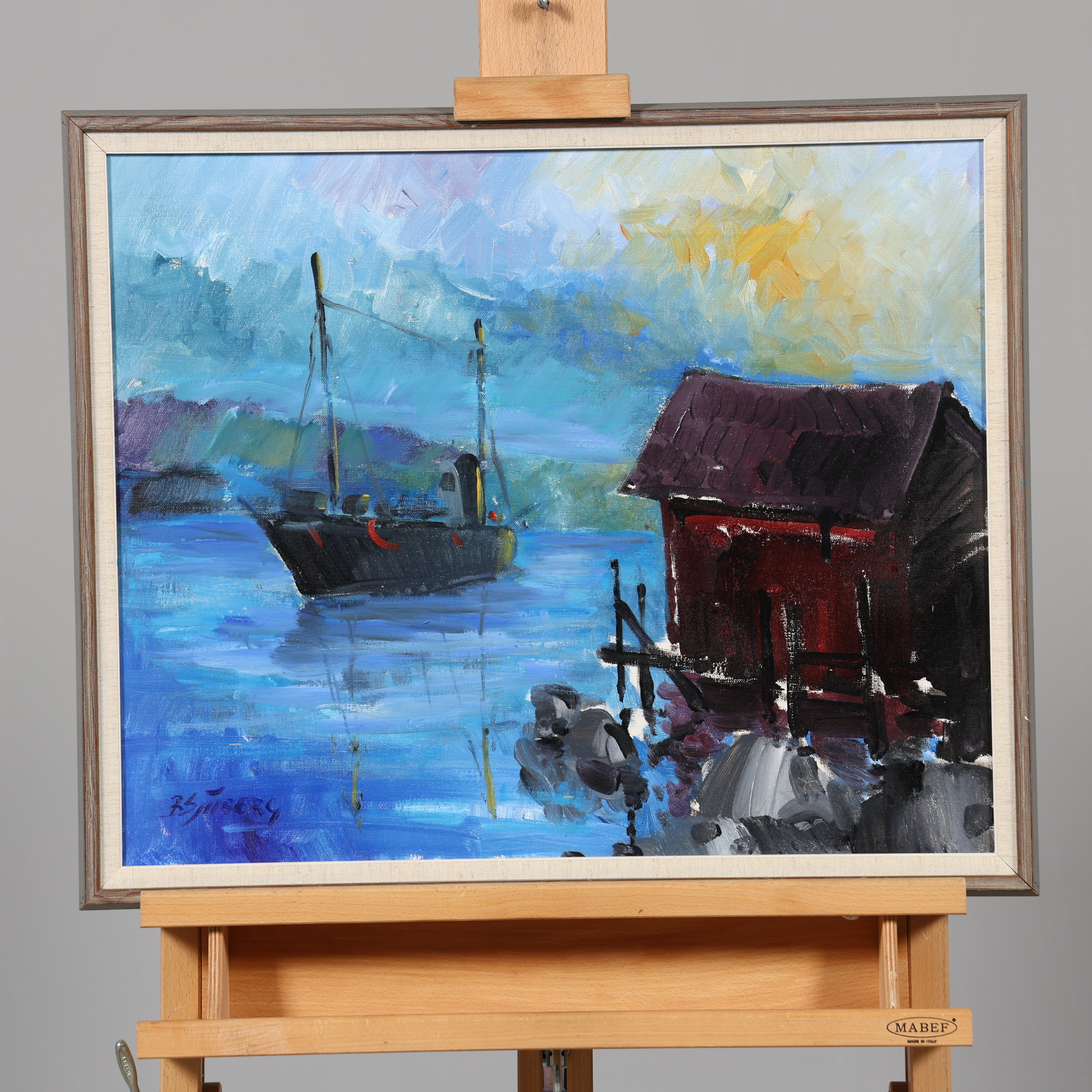 BO SJÖÖBERG. OLJA PÅ DUK, "Bohuslän gravarna", signerad.