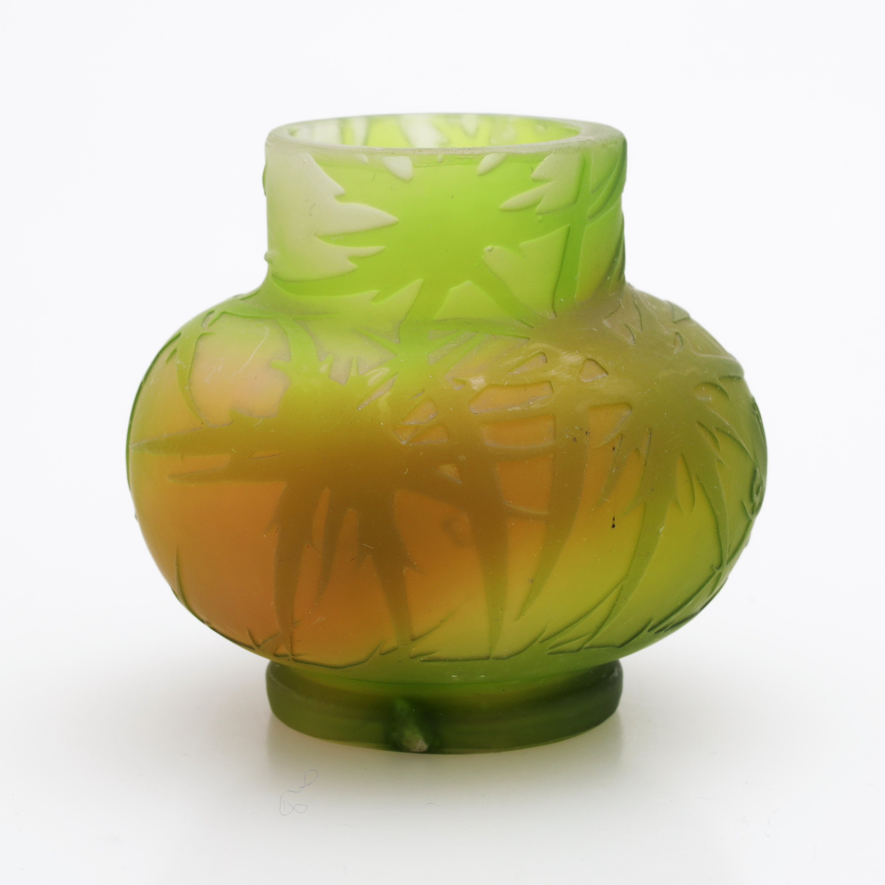 ÉMILE GALLÉ. Vas, glas, Art Nouveau, signerad.