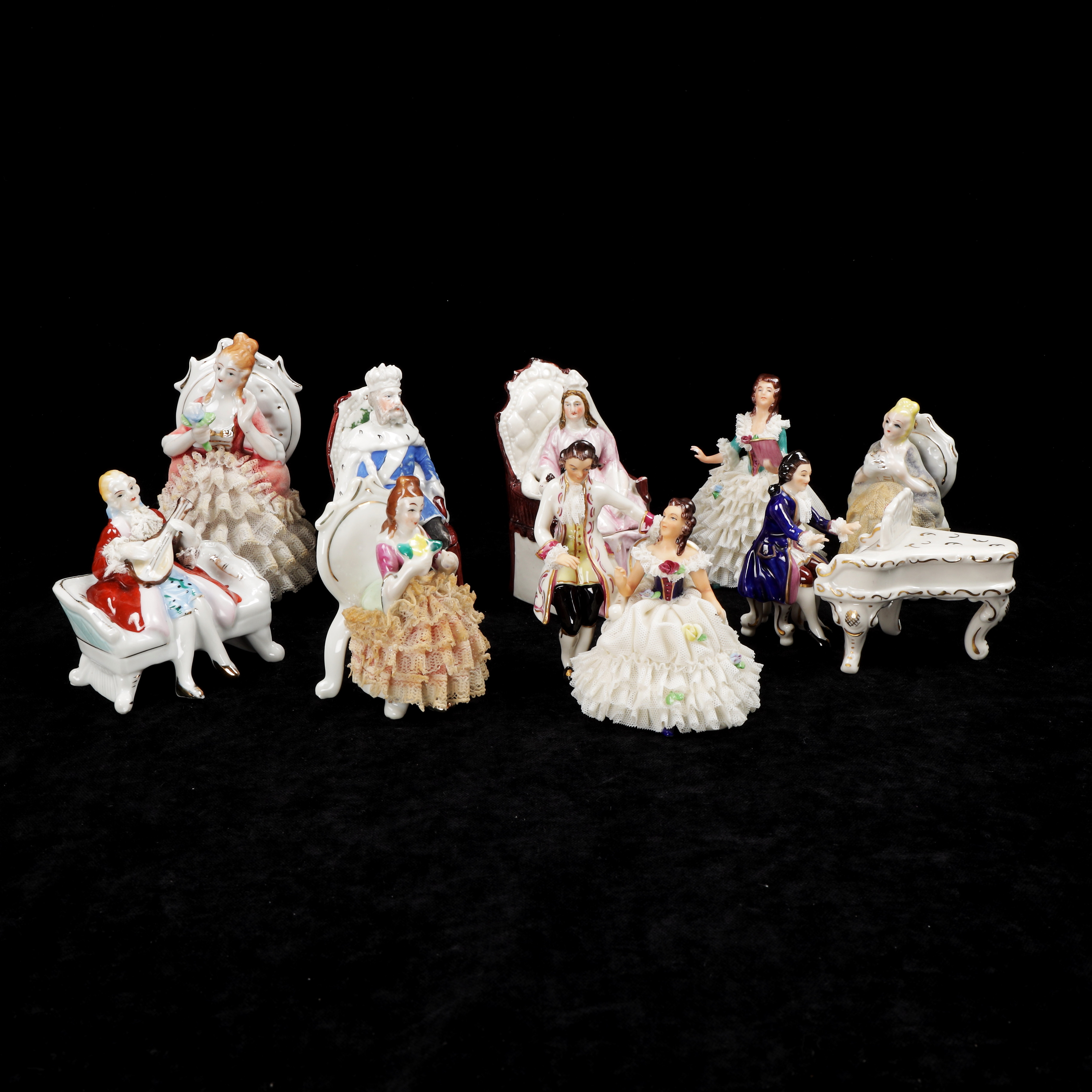 FIGURINER, 10 st, porslin, 1800/1900-tal.