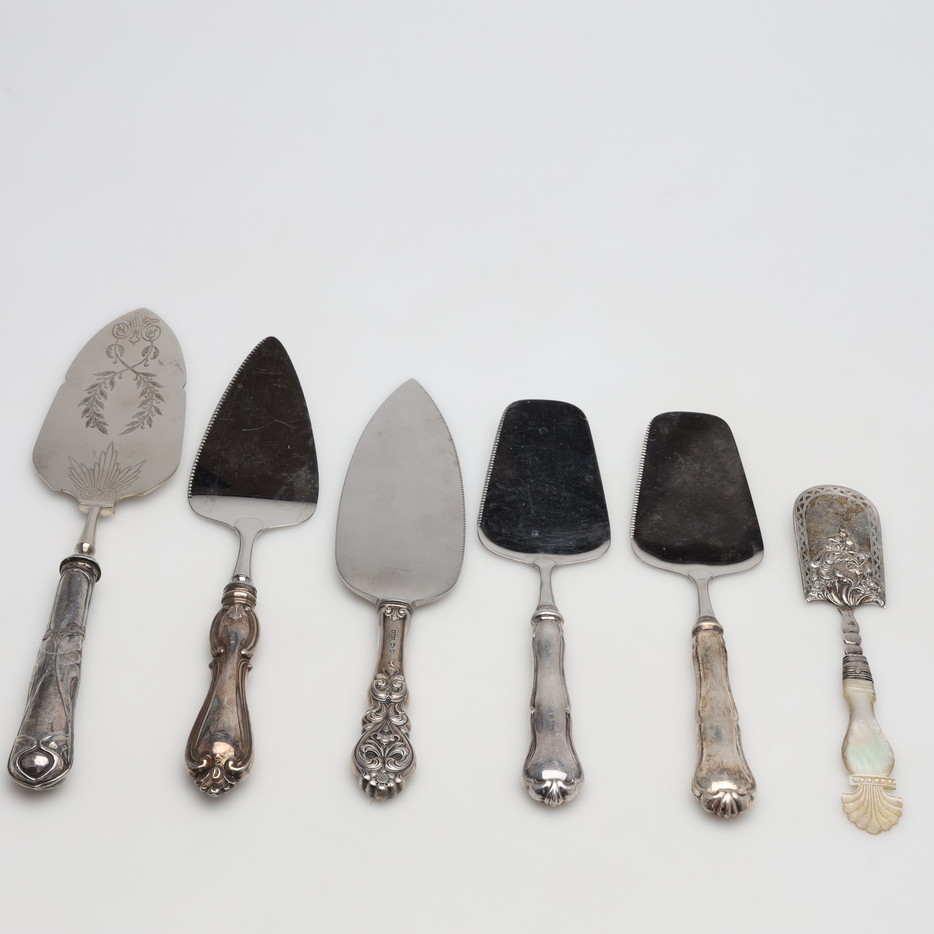 TÅRTSPADAR 6 stycken, silver, bruttovikt ca 465 gram.