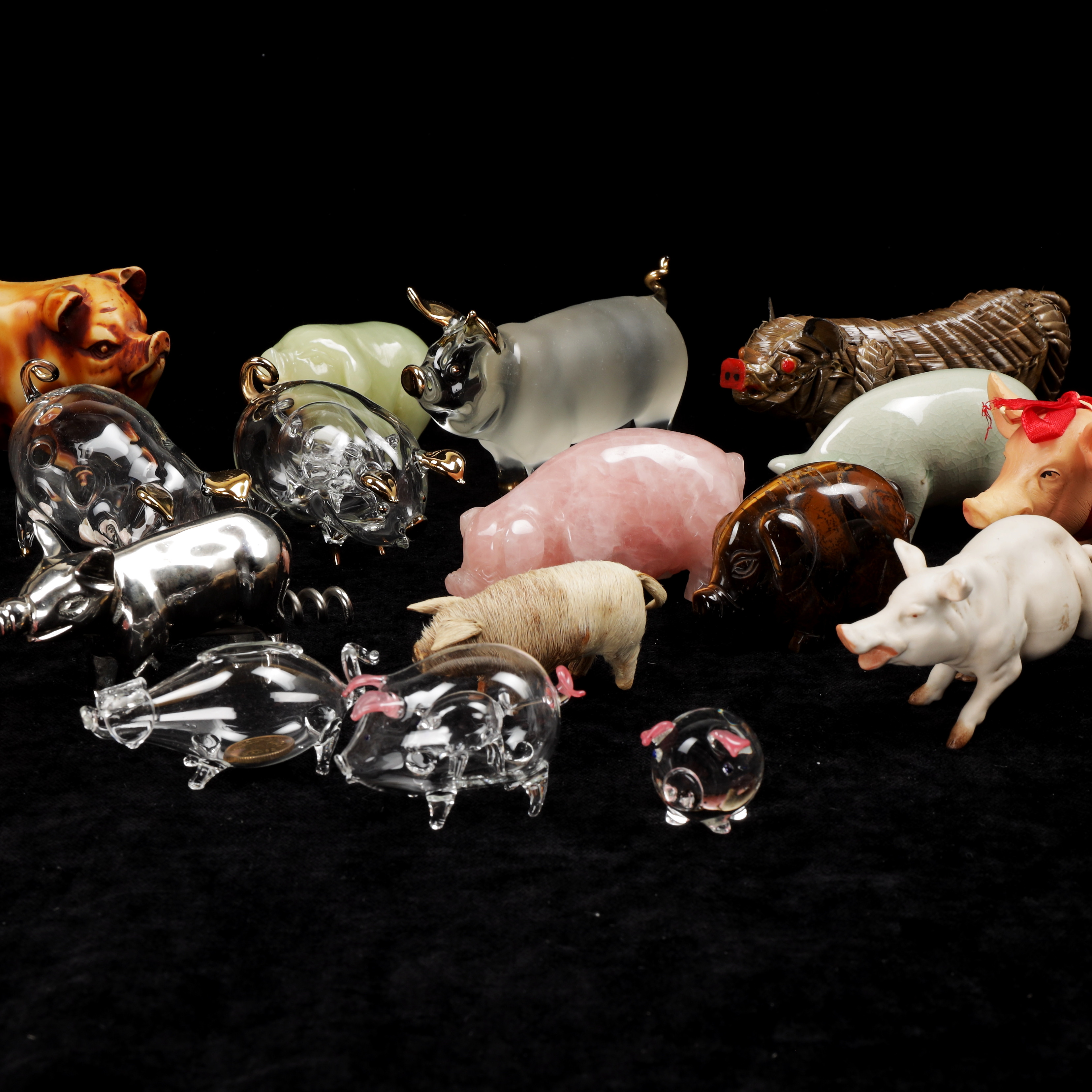 FIGURINER, 21 st, grisar, sten/glas mm.